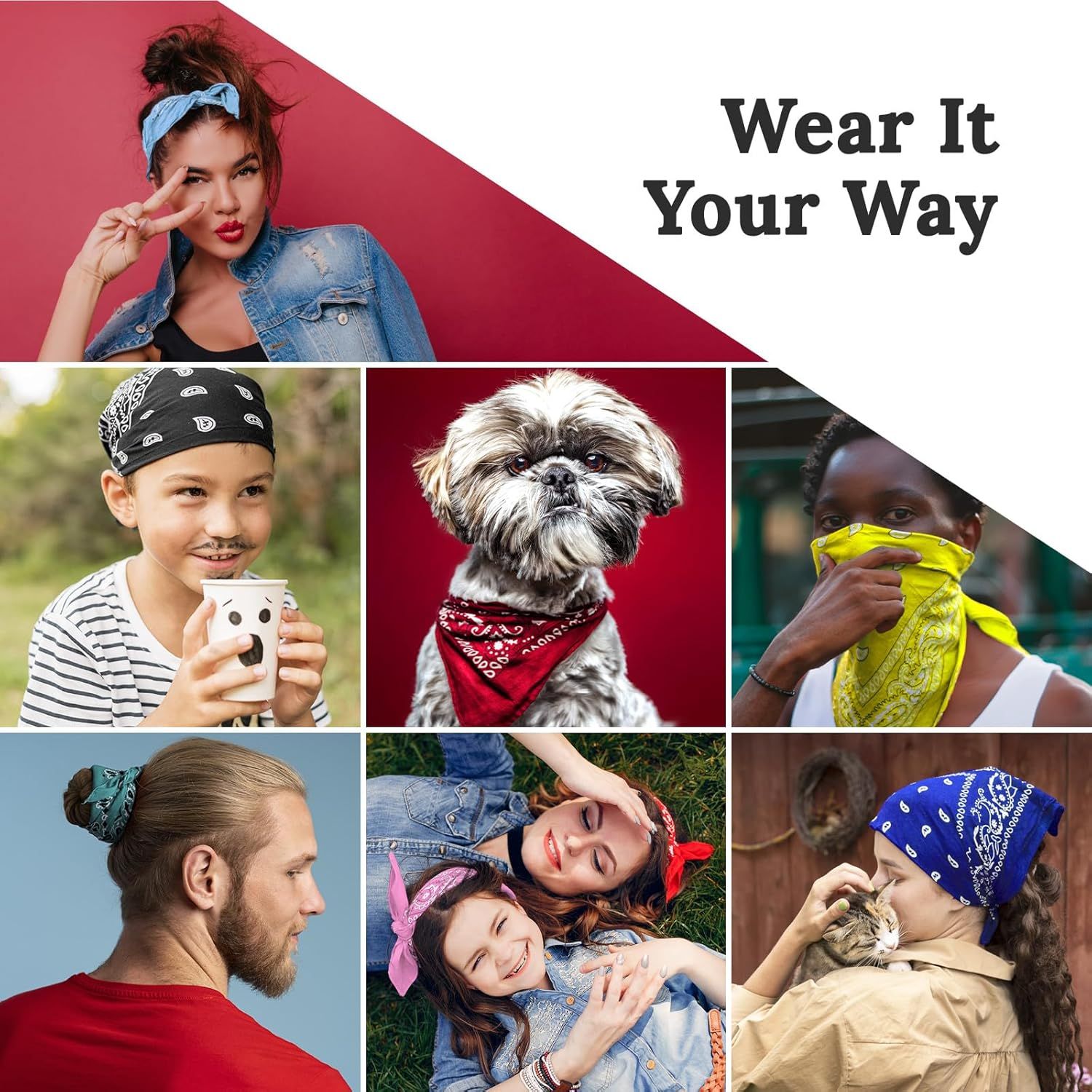 100% Cotton & Natural Fibers Bandana Scarf - Soft