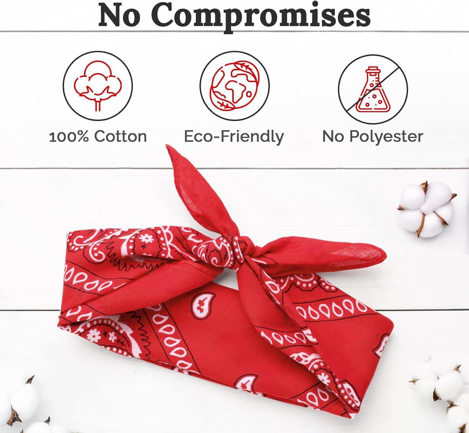 100% Cotton & Natural Fibers Bandana Scarf - Soft