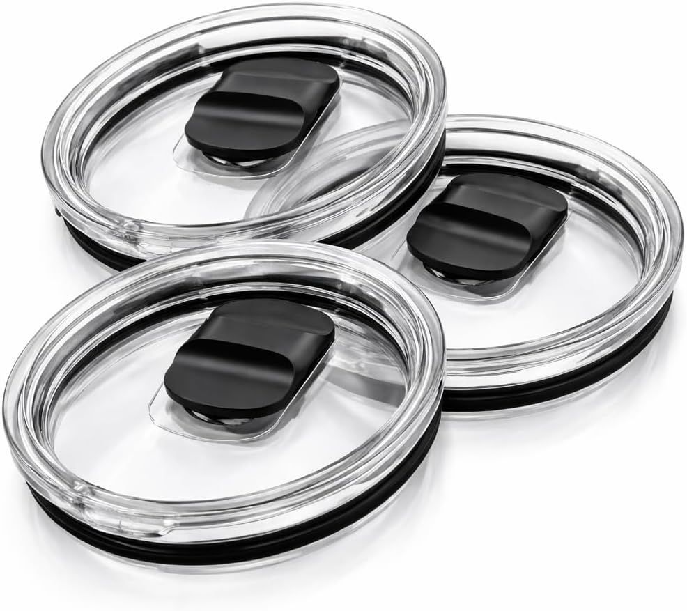 Replacement Tumbler Lids 3 Pack for YETI 20 oz & 10/24 oz Mugs Straw– Magnetic Slider Spill Leak-Resistant Travel Cup Covers, Universal BPA-Free Coffee Cup Fit for Ozark Trail & RTIC Hot & Cold Drinks