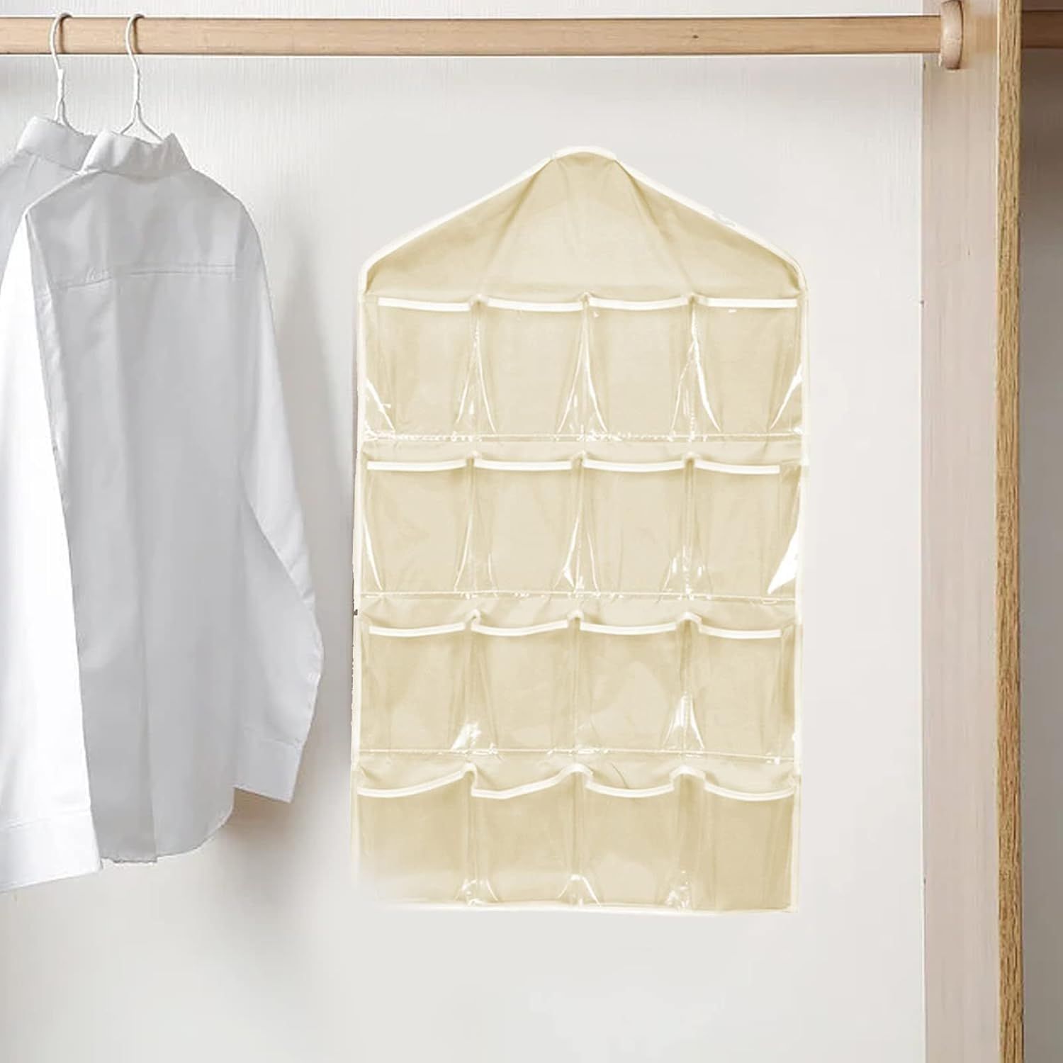 Beige Hanging Storage Bag for Closets