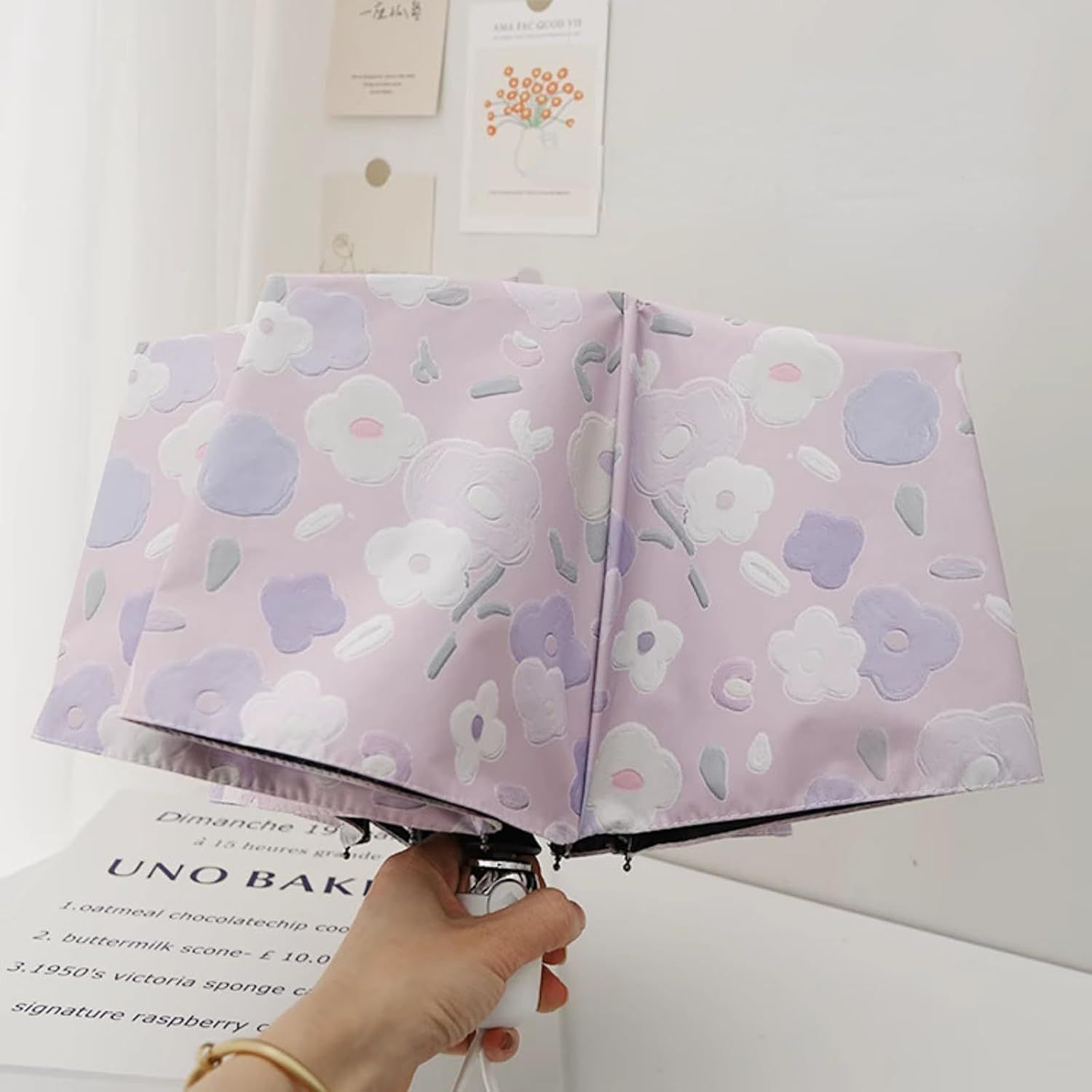 Women%27s Purple Floral Auto-open Sun & Rain Umbrella