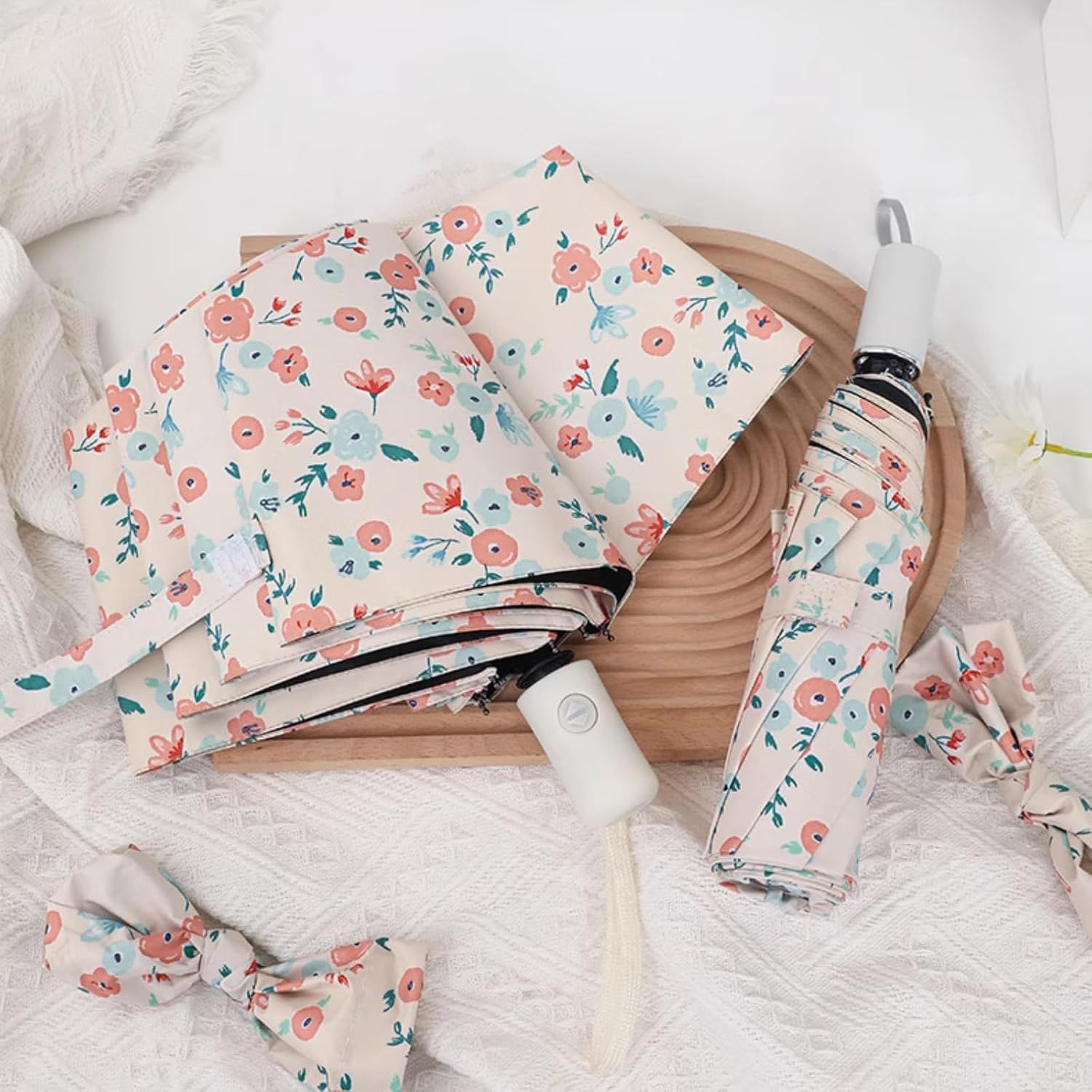 French Style Floral Foldable UV Protection Umbrella for Women