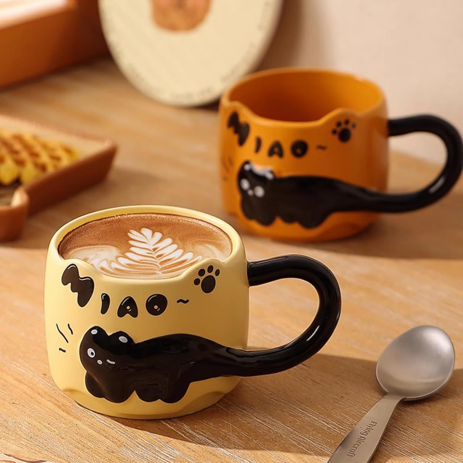 13 Oz Embossed Ceramic Cute Cat Coffee Mug Tea Mug