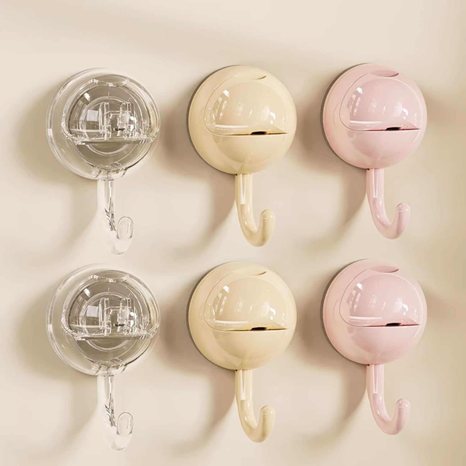 No-Drill Round Vacuum Suction Cup Hooks Pastel Colors No-Drill Round Vacuum Suction Cup Hooks Pastel Colors
