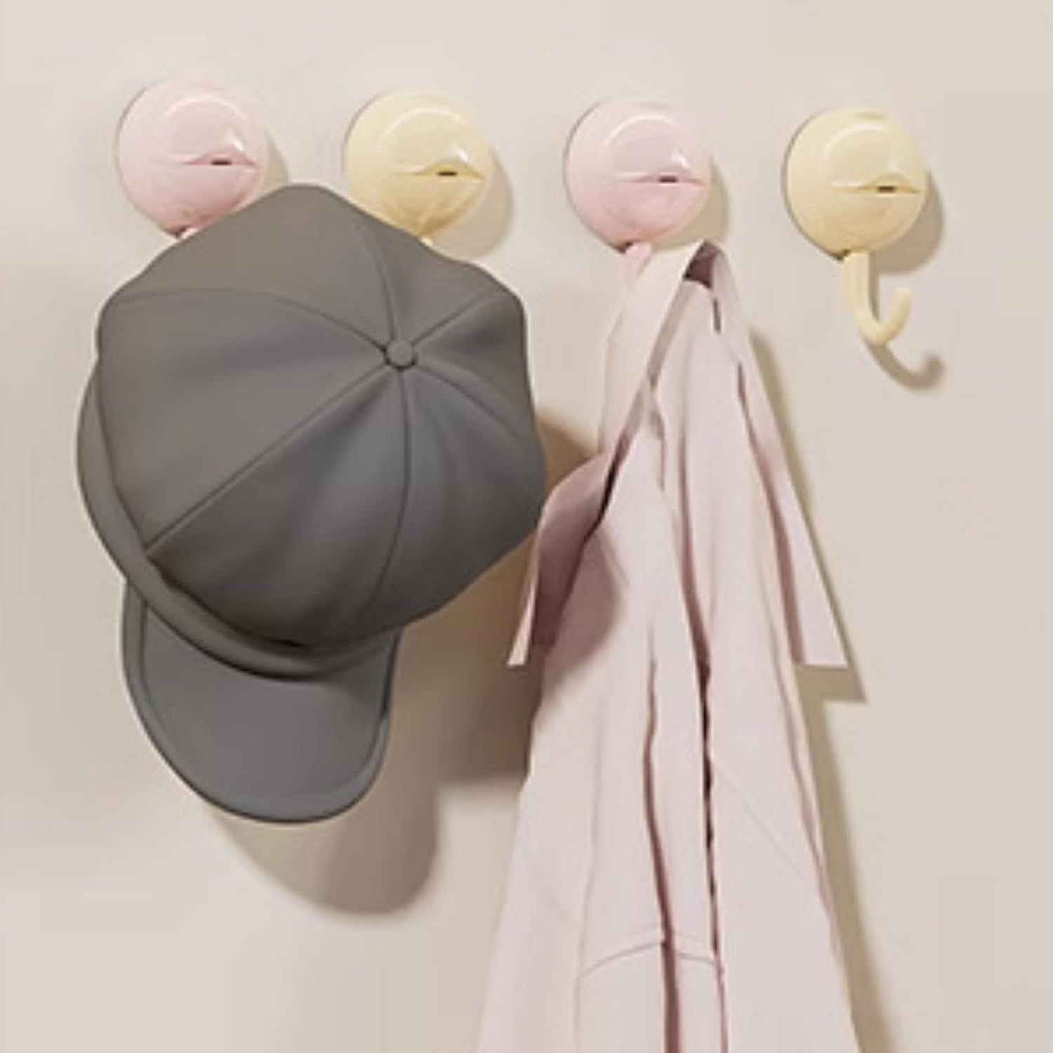 No-Drill Round Vacuum Suction Cup Hooks Pastel Colors