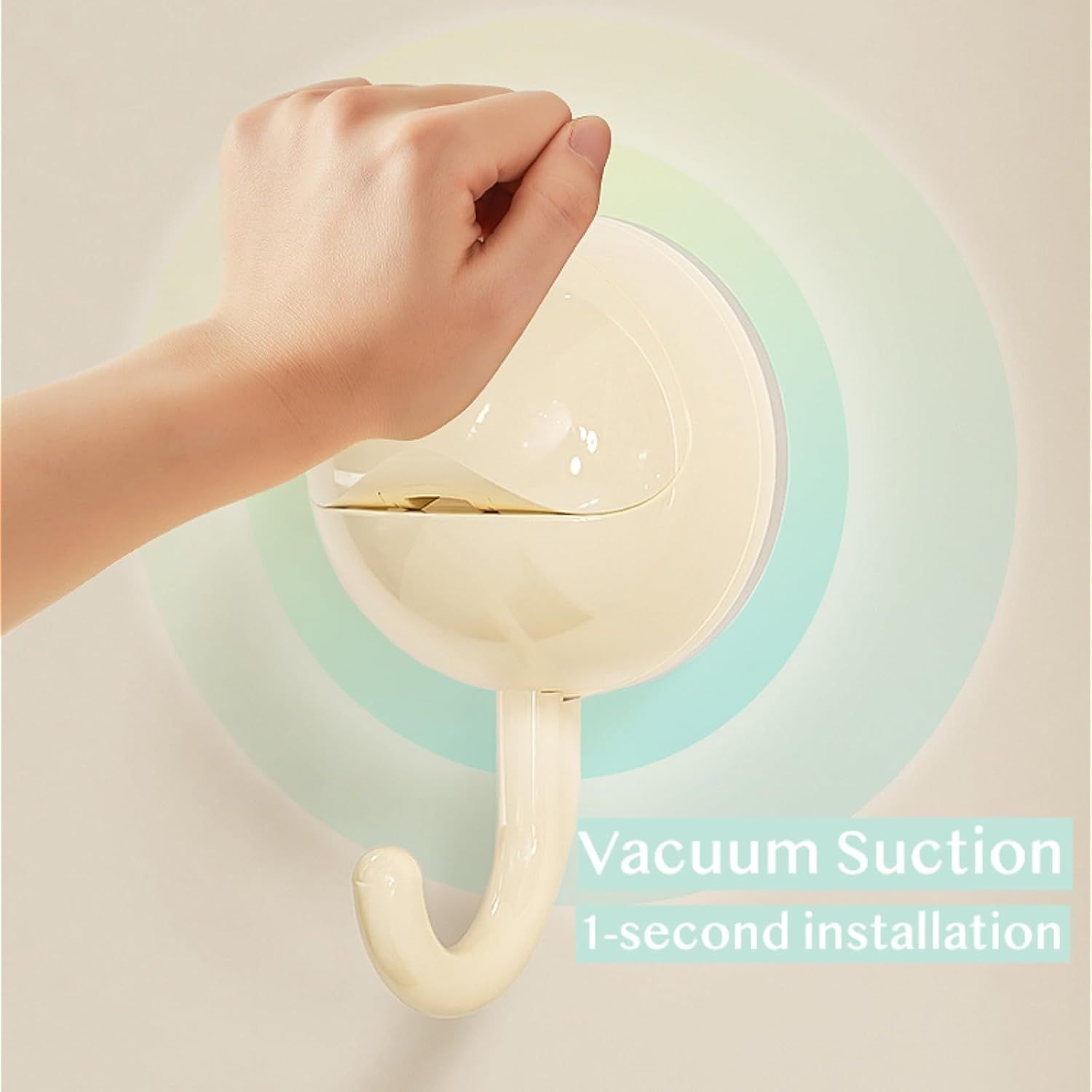 No-Drill Round Vacuum Suction Cup Hooks Pastel Colors