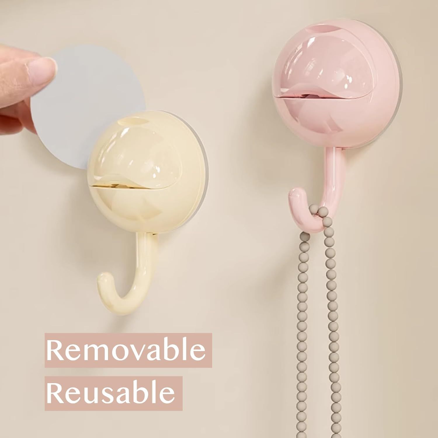 No-Drill Round Vacuum Suction Cup Hooks Pastel Colors