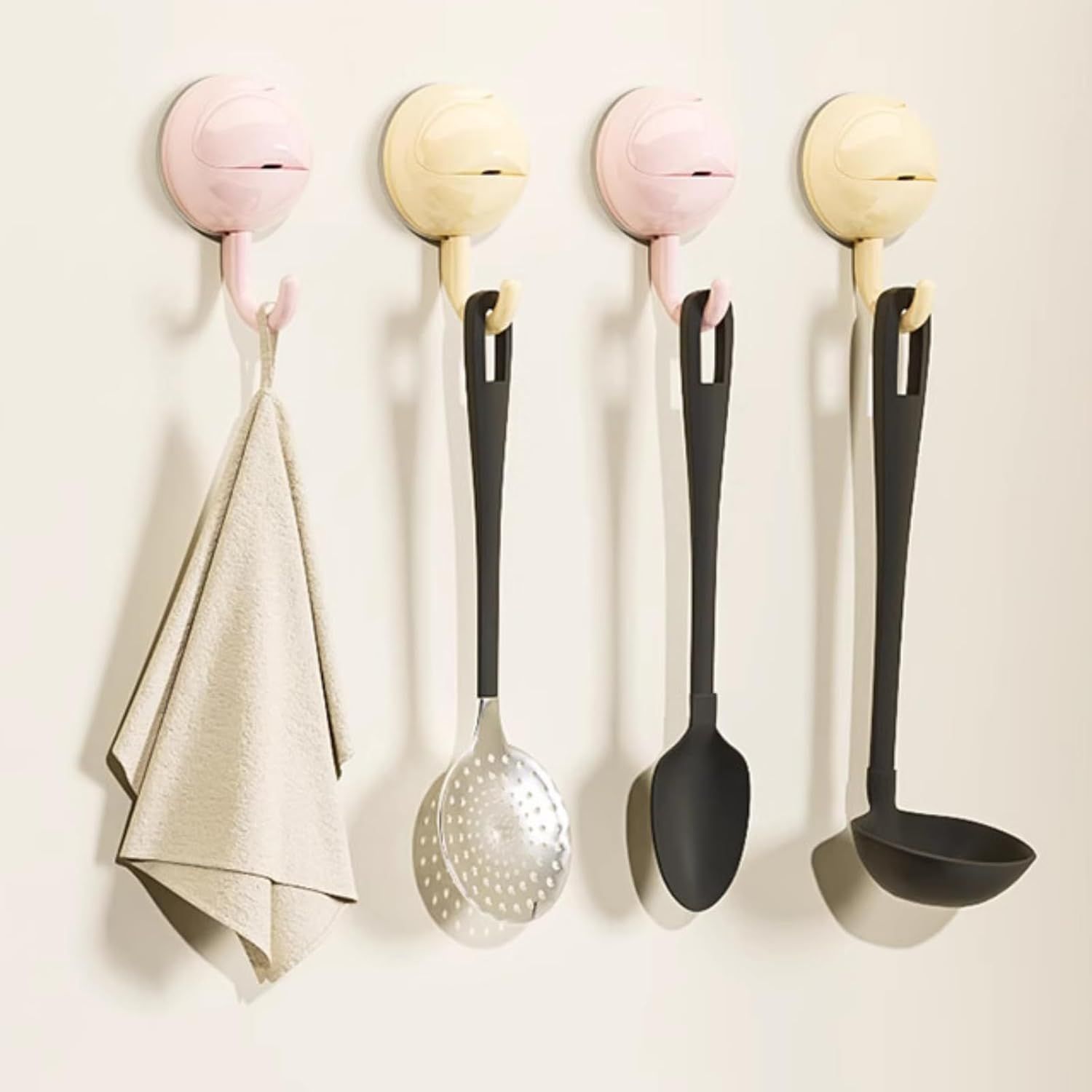 No-Drill Round Vacuum Suction Cup Hooks Pastel Colors