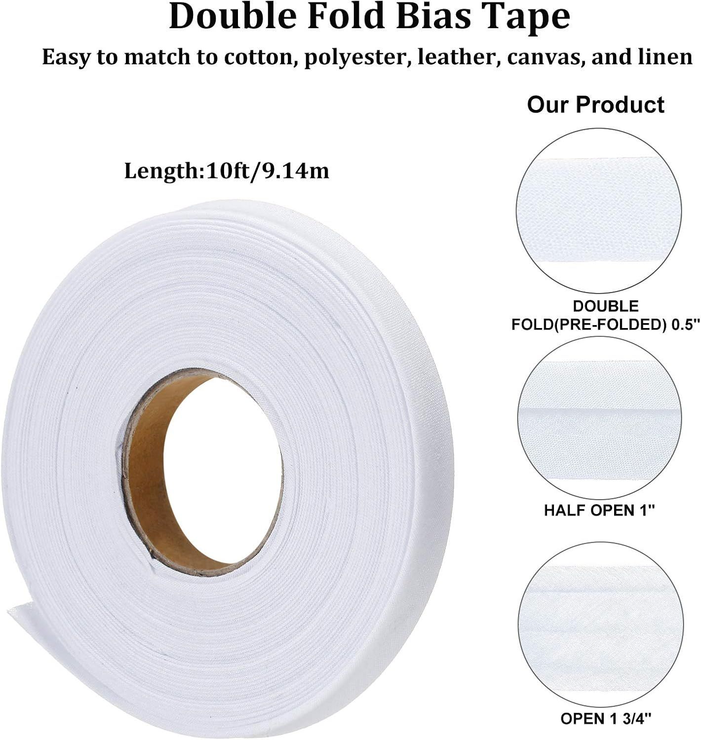 1/2 Inch Double old Bias Tape Bias Binding Wide old Cotton Tape or Sewing Seaming Hemming Piping Quilting Projects (White