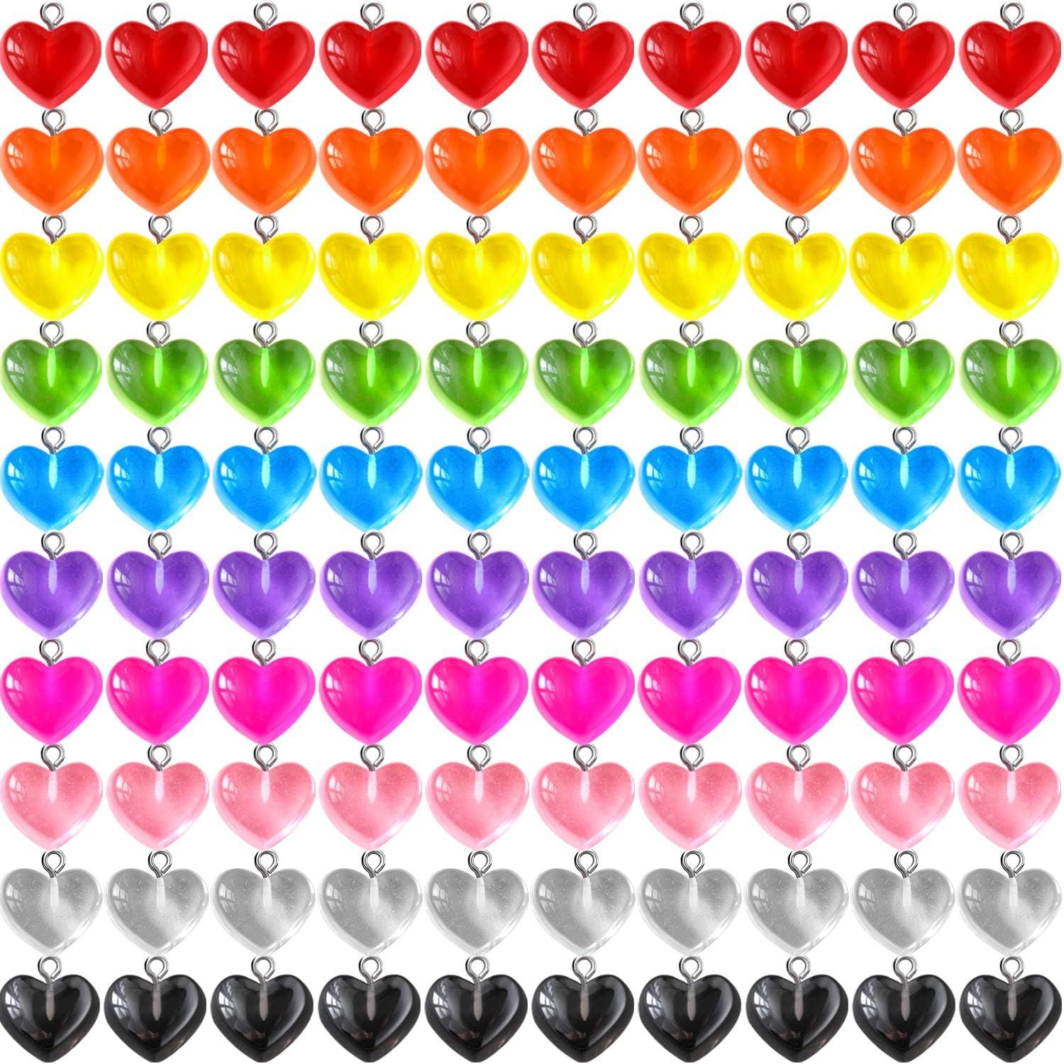 Heart Charms Pendant Colorul Love Heart Candy Keychains Charm Necklace Earring Pendant or DIY Jewelry Crats Supplies