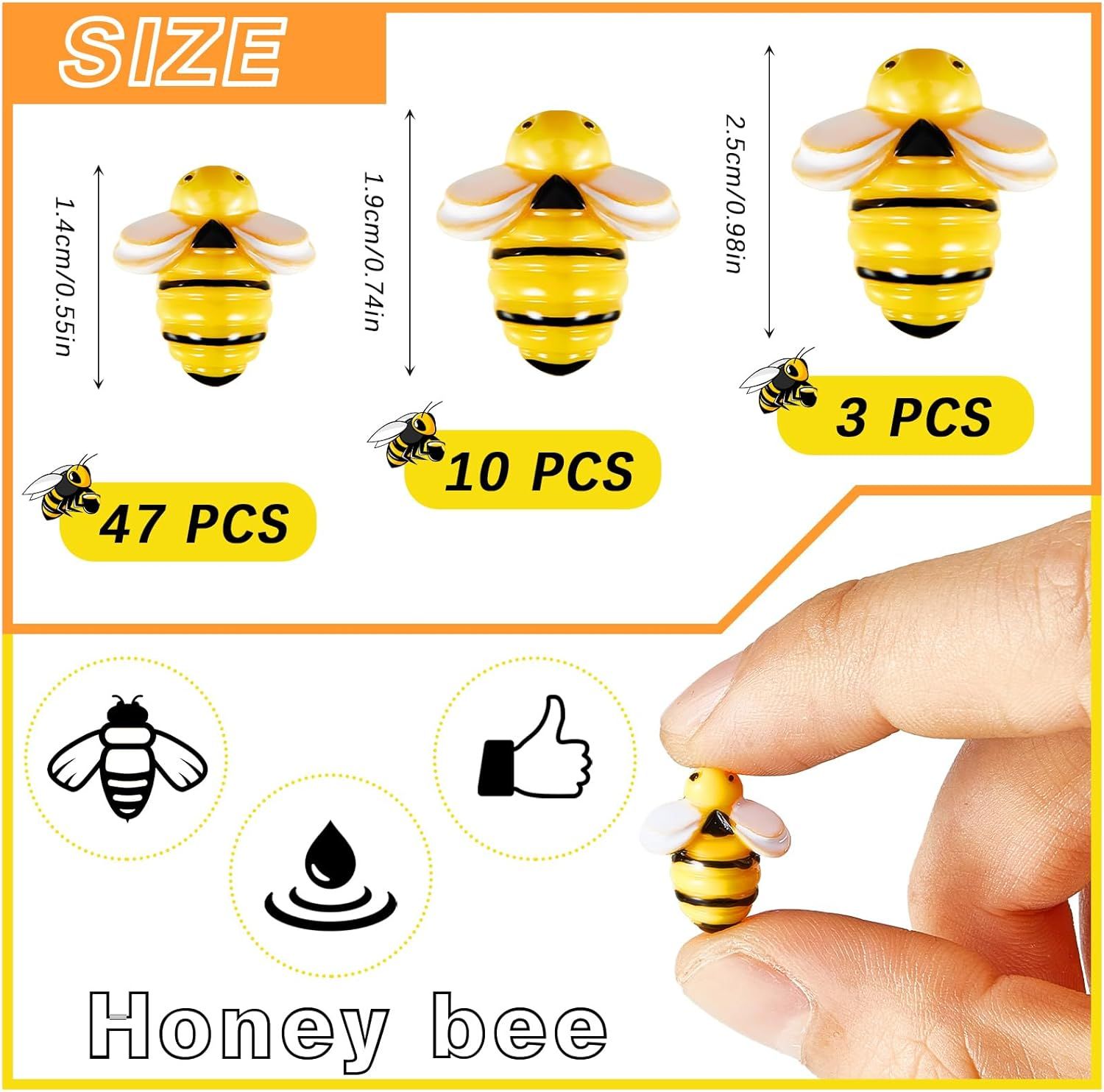 60 Pcs Tiny Resin Bees or Crats