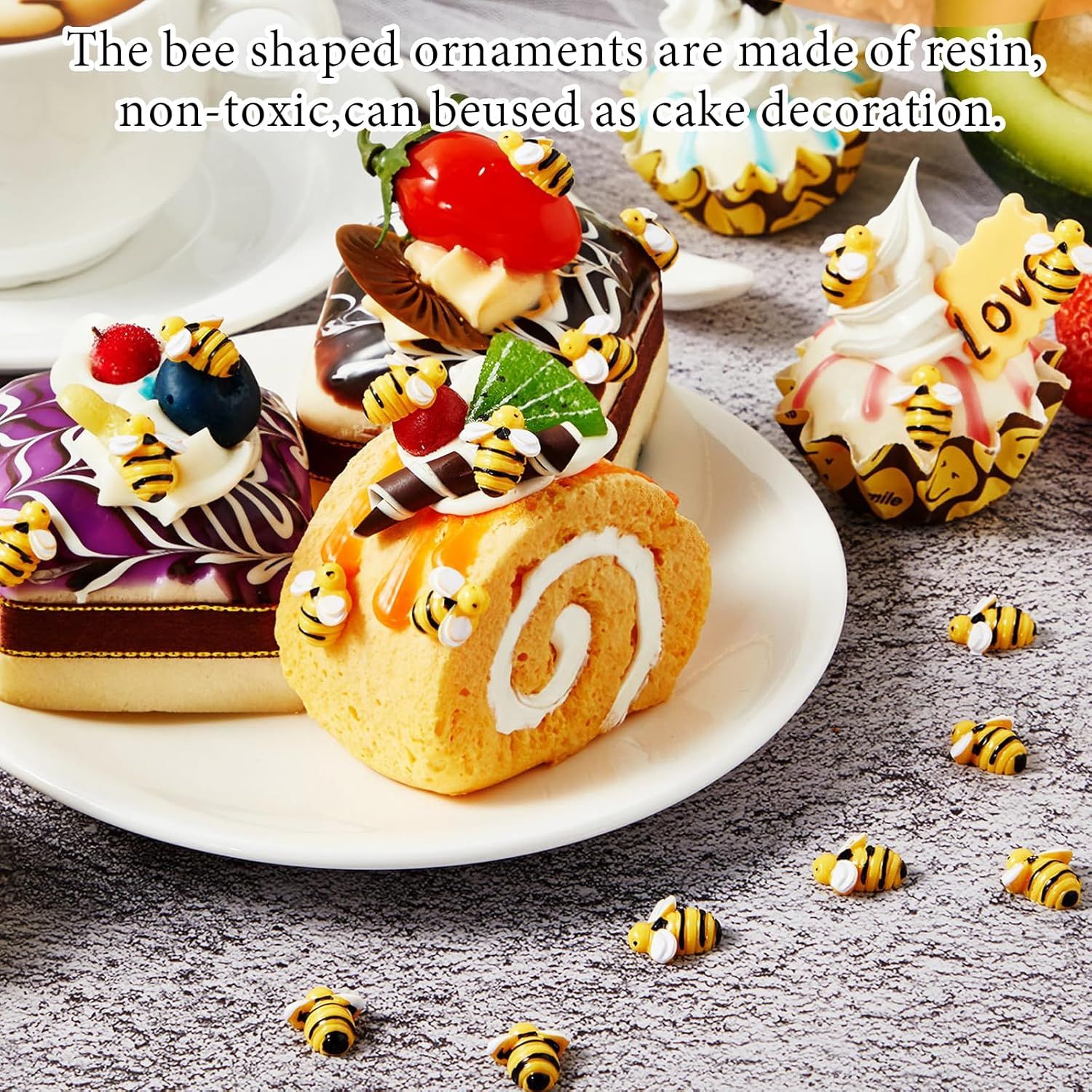 60 Pcs Tiny Resin Bees or Crats