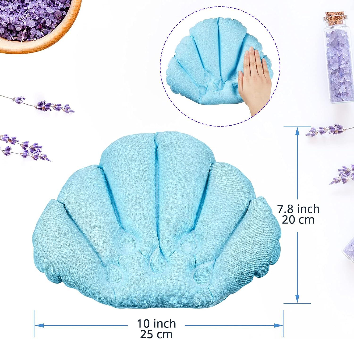 2 Pieces Inlatable Bath Pillow with Suction Cups