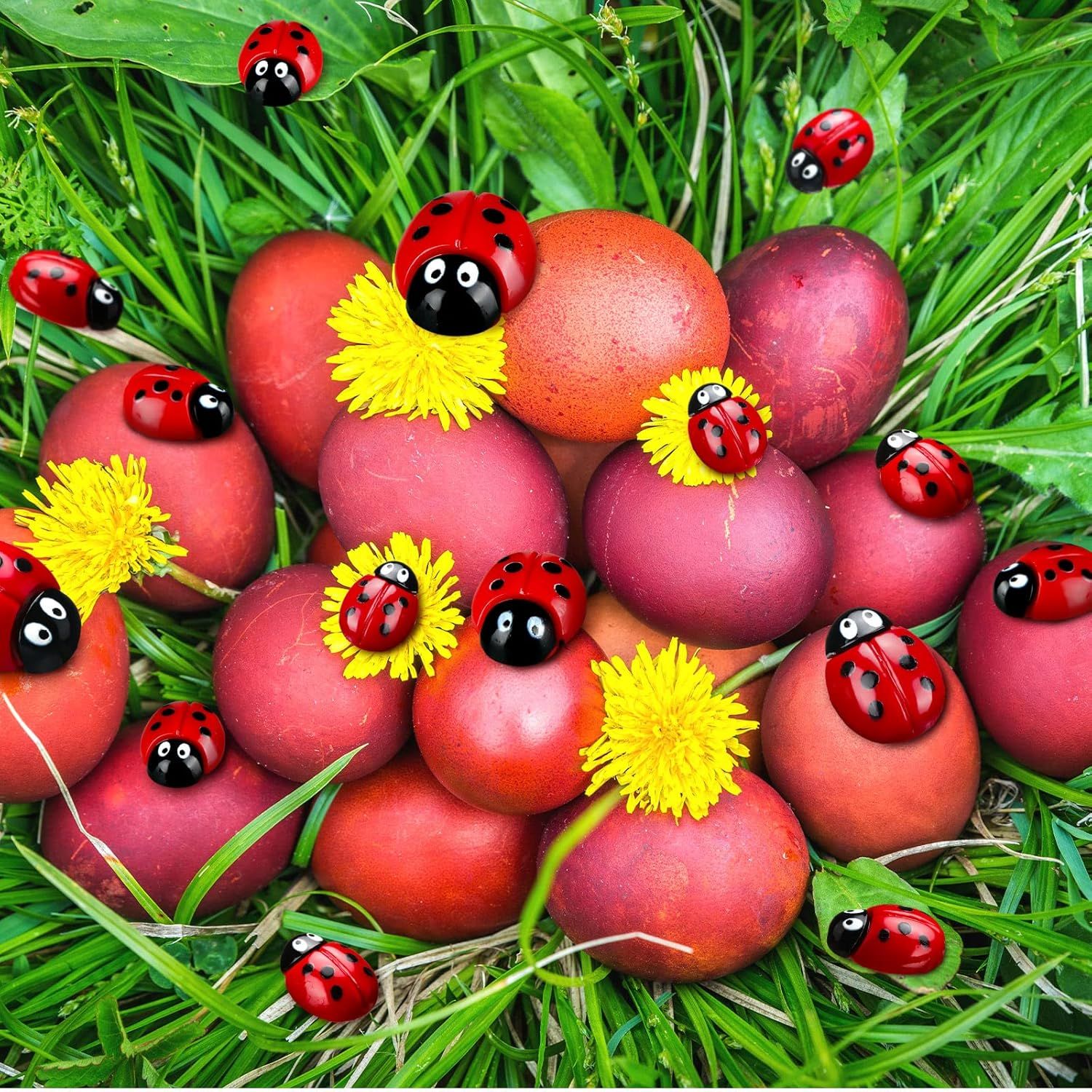 100 Pieces Tiny Resin Ladybugs Decor 0.55%27%27-0.98%27%27 3 Sizes Mini Ladybugs Ornaments Miniature igurines Crat or DIY airy Garden Dollhouse Micro Landscaping Wreath Cake Home Decoration Party