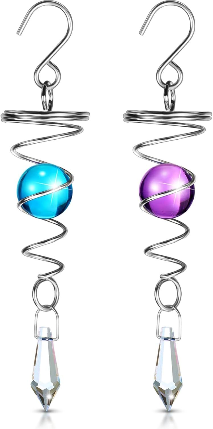 2 Pieces Gazing Ball Spiral Tail Decorative Wind Spinner Stabilizer Stainless Steel Indoor Outdoor Hanging Wind Ball Spinner with Hanging Swivel Hook or Garden Decoration(Purple 2 Pieces Gazing Ball Spiral Tail Decorative Wind Spinner Stabilizer Stainless Steel Indoor Outdoor Hanging Wind Ball Spinner with Hanging Swivel Hook or Garden Decoration(Purple