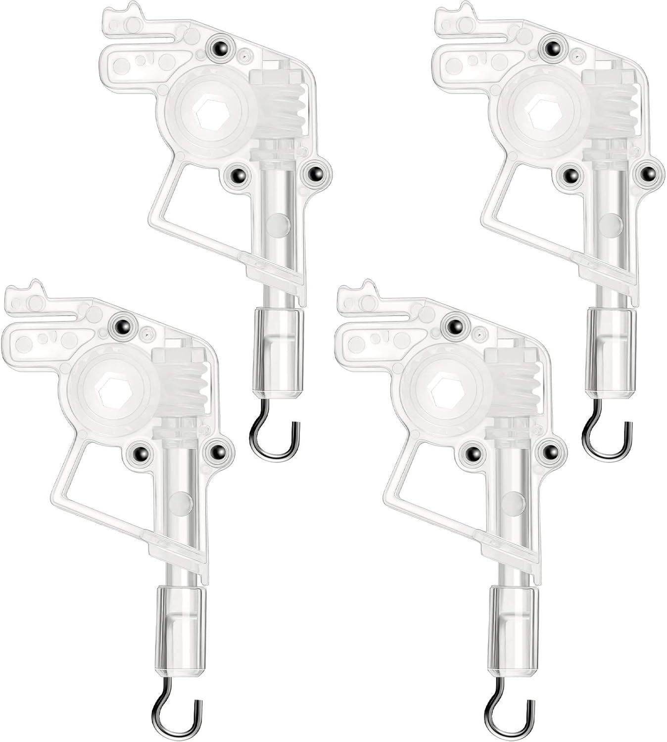 4 Pieces Low Proile Wand Tilter Universal Wand Tilter or 2 Inches Horizontal Blinds Tilt Mechanism Hook Connection with Hexagon Shaped Gear Low Rail Blinds Parts