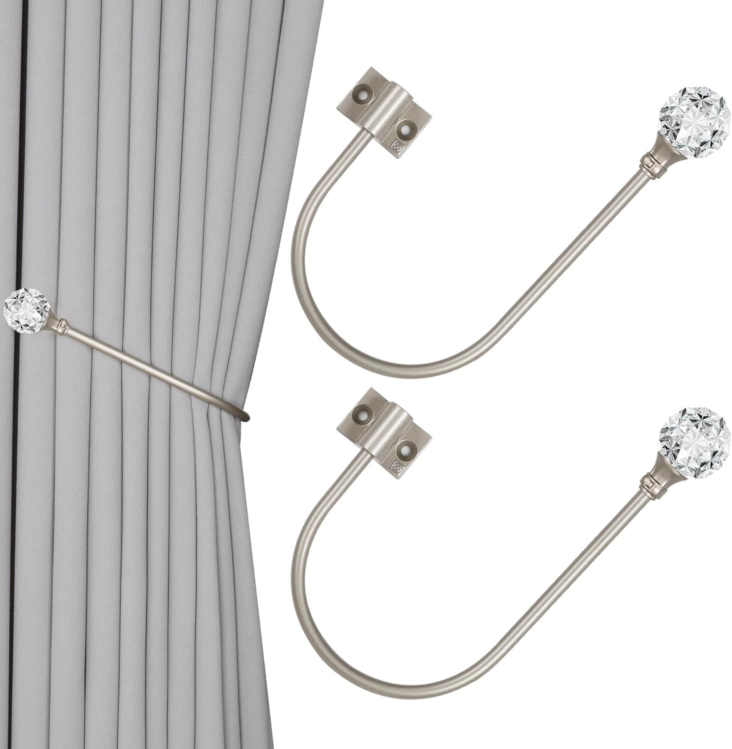 Upgraded Curtain Tiebacks Set o 2 - Wall Mounted Heavy Duty Adjustable Curtain Holdbacks or Heavy Curtains Upgraded Curtain Tiebacks Set o 2 - Wall Mounted Heavy Duty Adjustable Curtain Holdbacks or Heavy Curtains