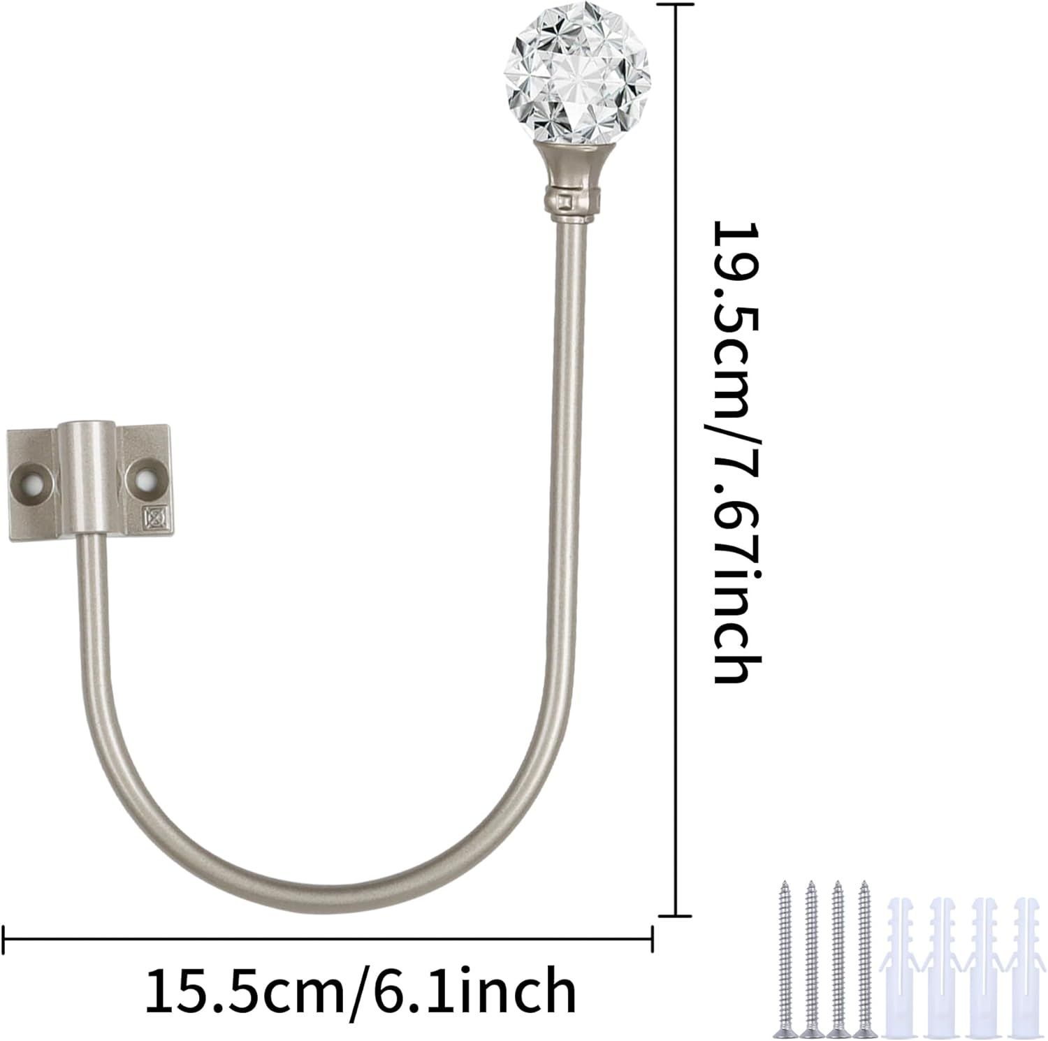Upgraded Curtain Tiebacks Set o 2 - Wall Mounted Heavy Duty Adjustable Curtain Holdbacks or Heavy Curtains