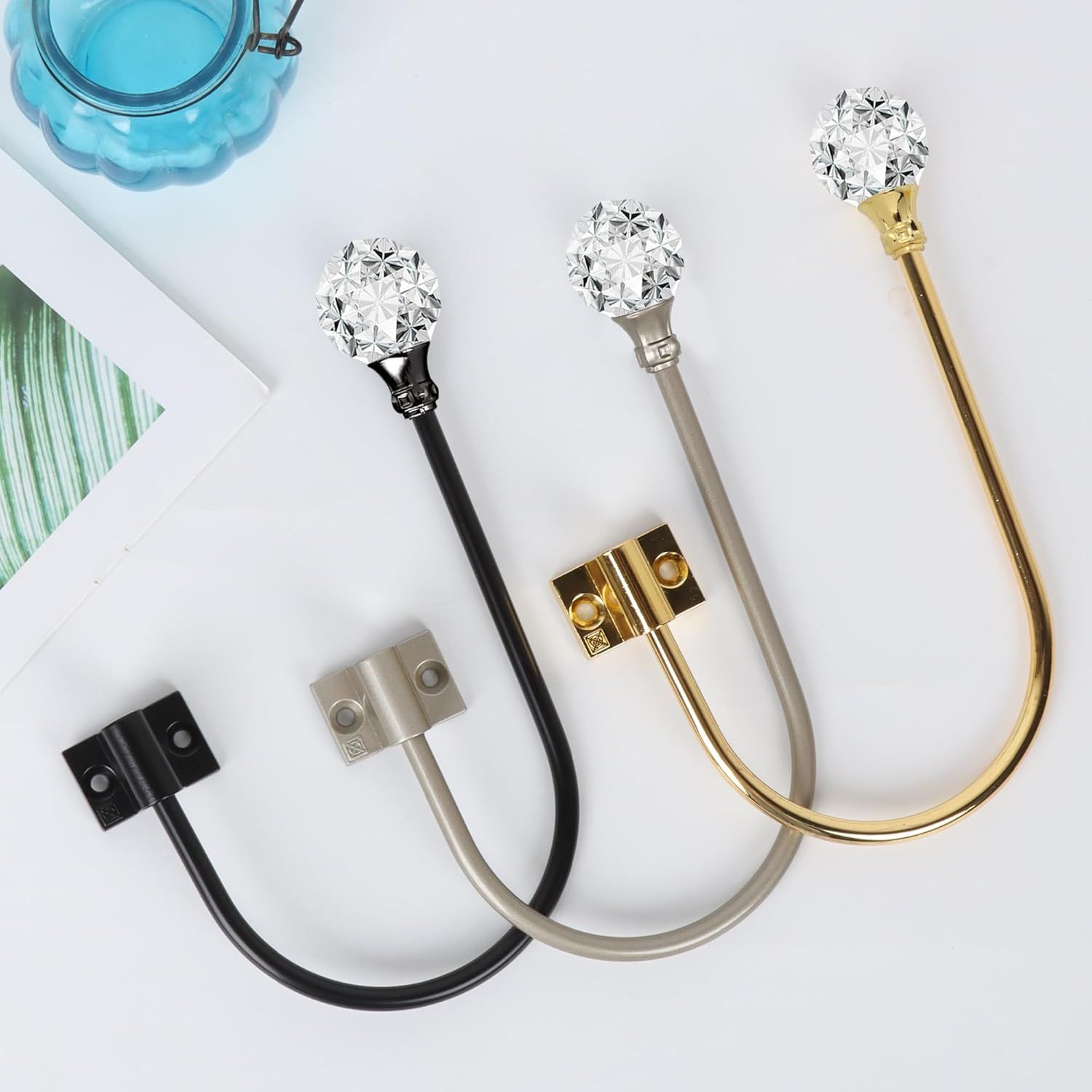 Upgraded Curtain Tiebacks Set o 2 - Wall Mounted Heavy Duty Adjustable Curtain Holdbacks or Heavy Curtains
