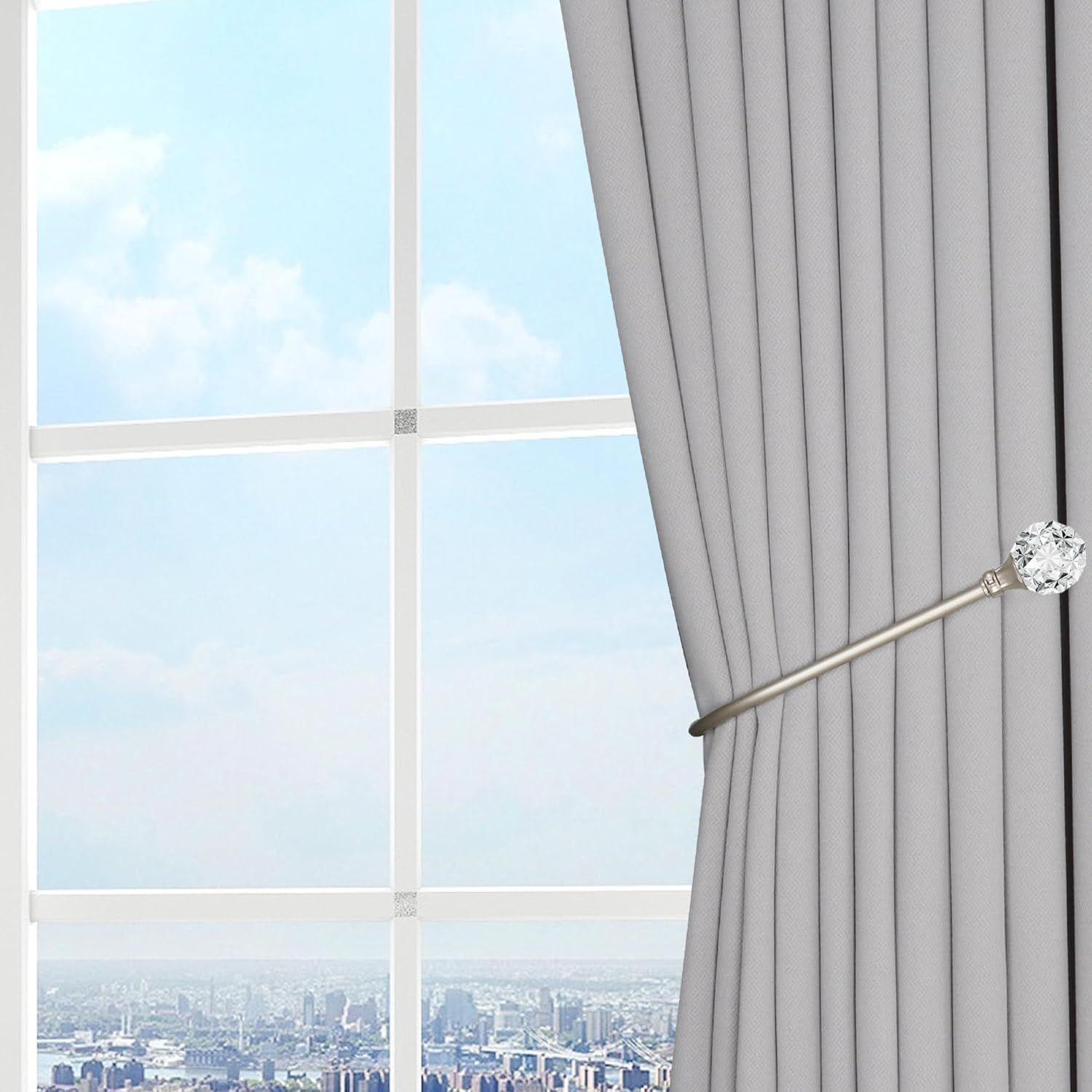 Upgraded Curtain Tiebacks Set o 2 - Wall Mounted Heavy Duty Adjustable Curtain Holdbacks or Heavy Curtains