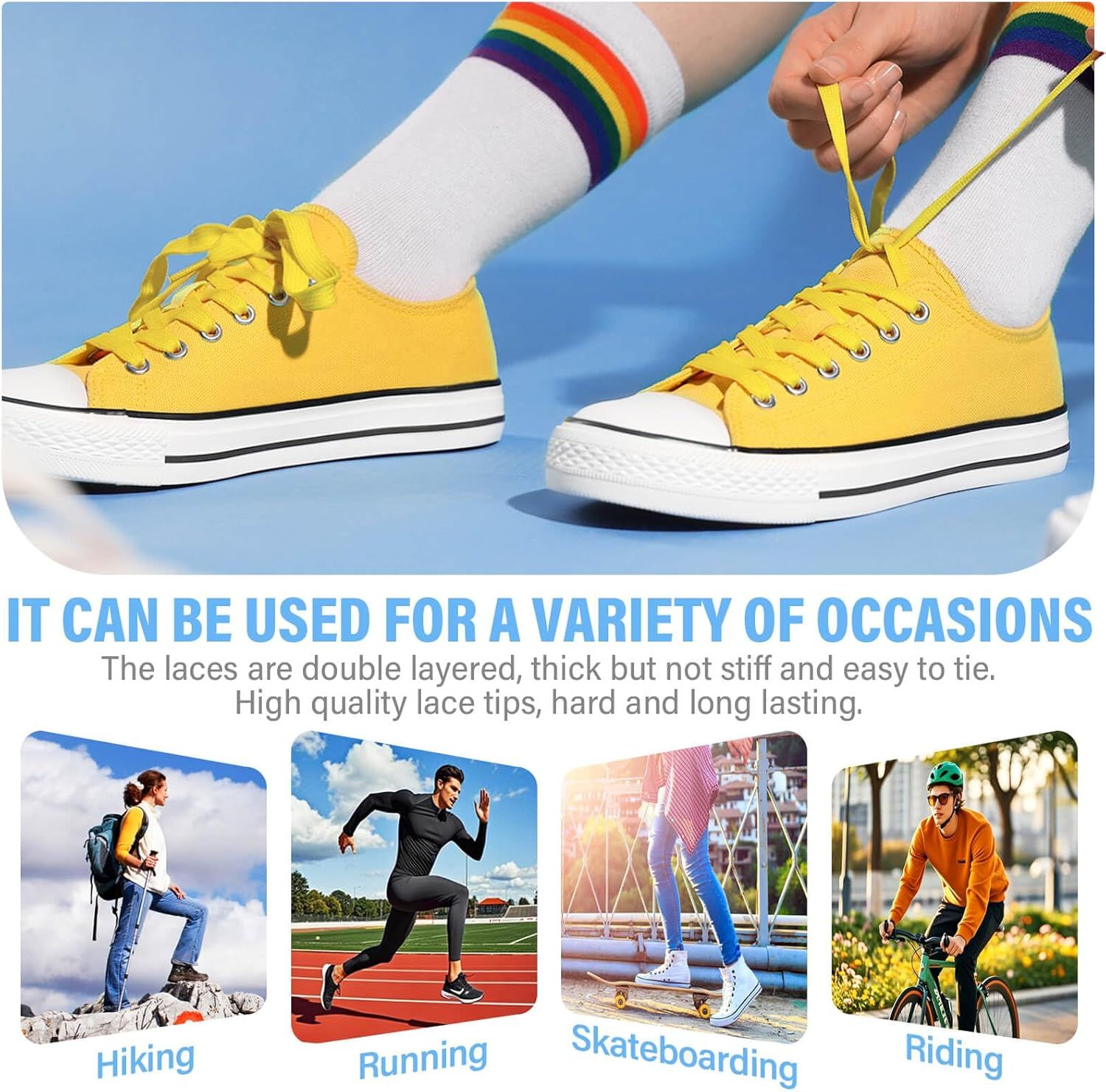 Solid lat Shoe Laces: Hollow Thick Shoelaces or Sneakers 2 Pair