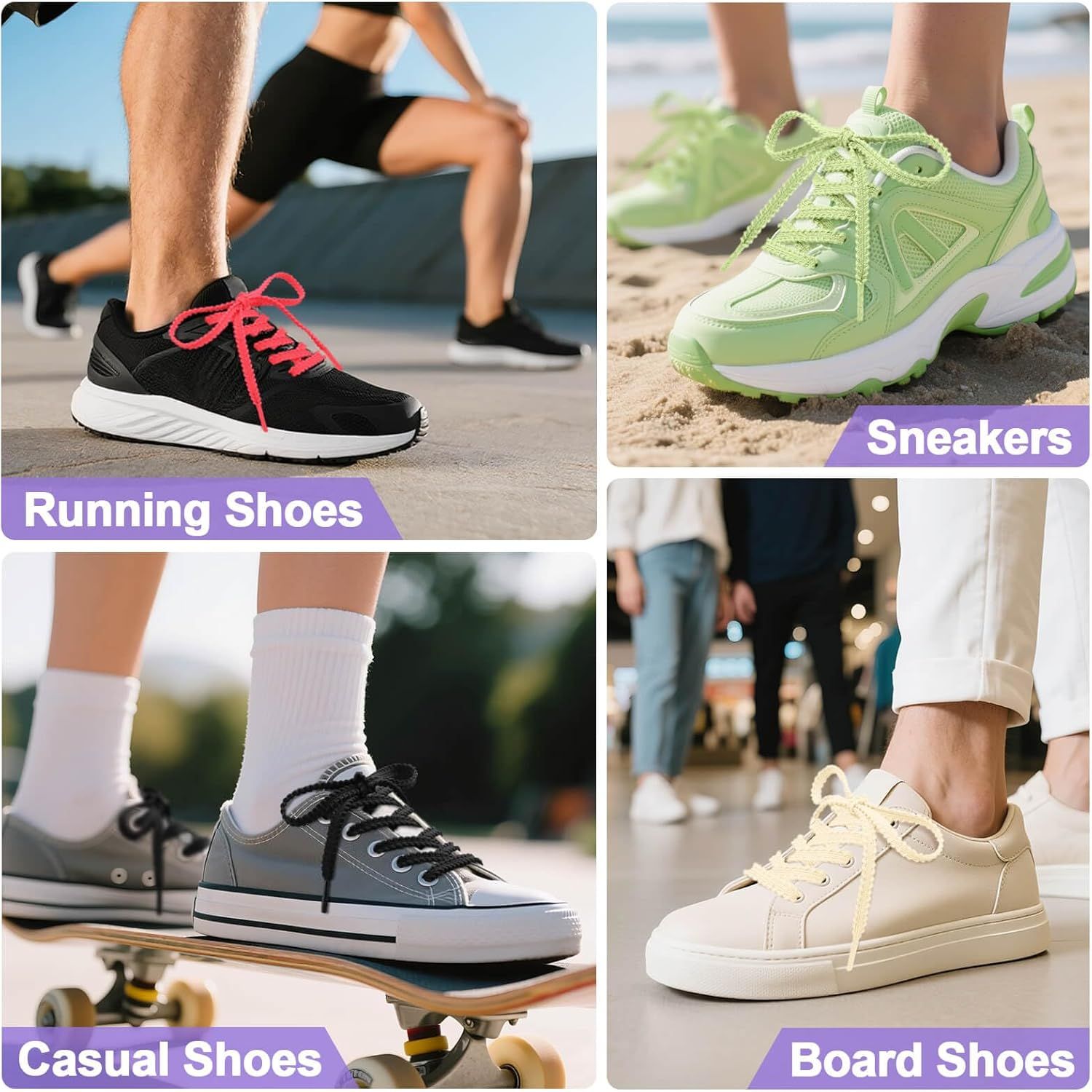 Thick lat Shoe Laces: Replacement Athletic Shoelaces or Sneakers(2Pair)