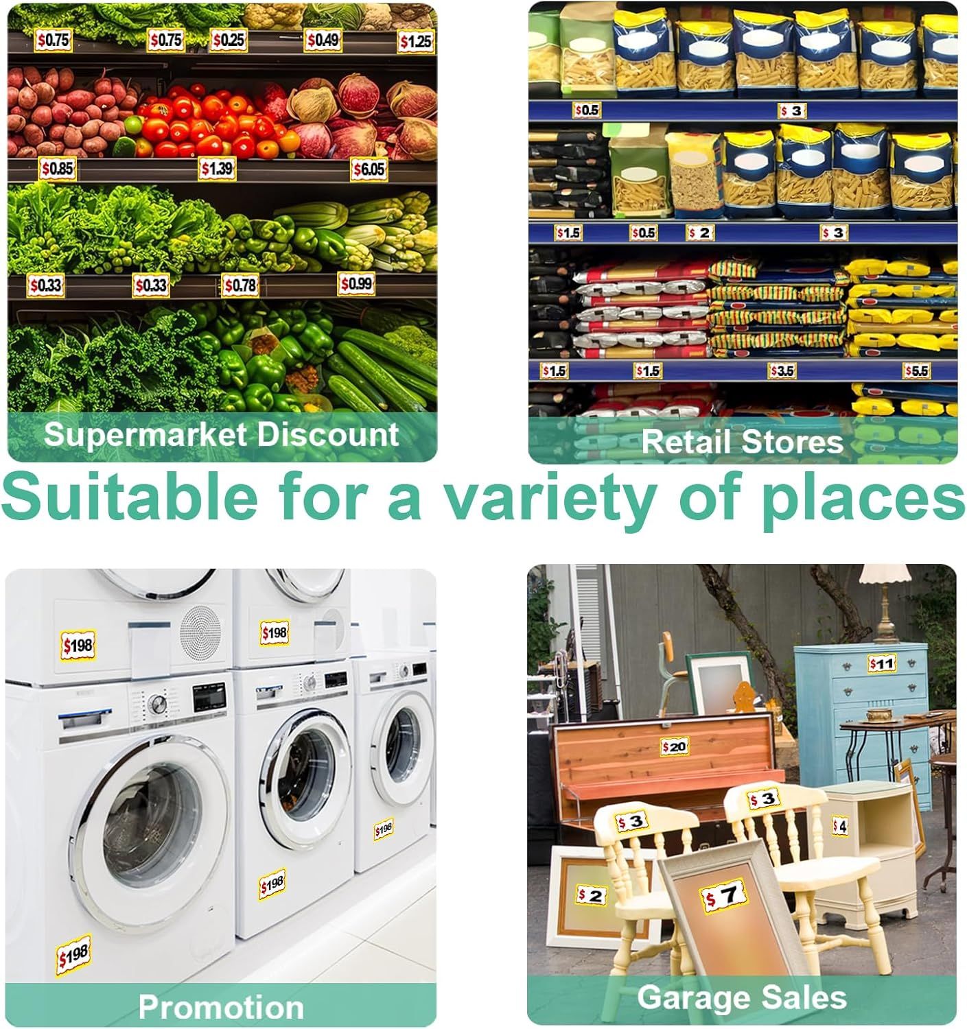 510 PCS Removable Garage Sale Price Stickers