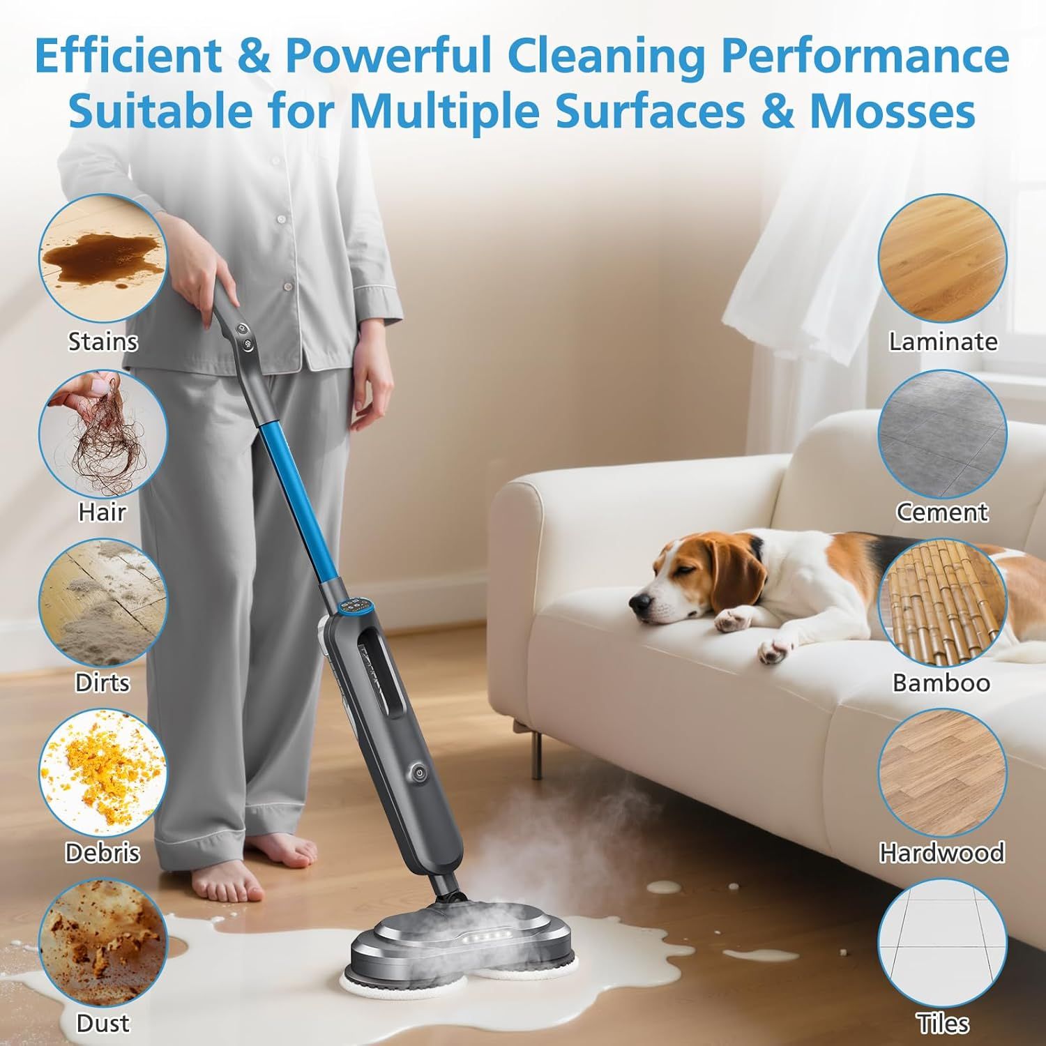 6 Pack 3897A / 3712 Rotating Steam Mop Pads Replacement or Bissell SpinWave SmartSteam Scrubbing Steam Mop Cleaner 【Models 3897A/3712 ONLY】