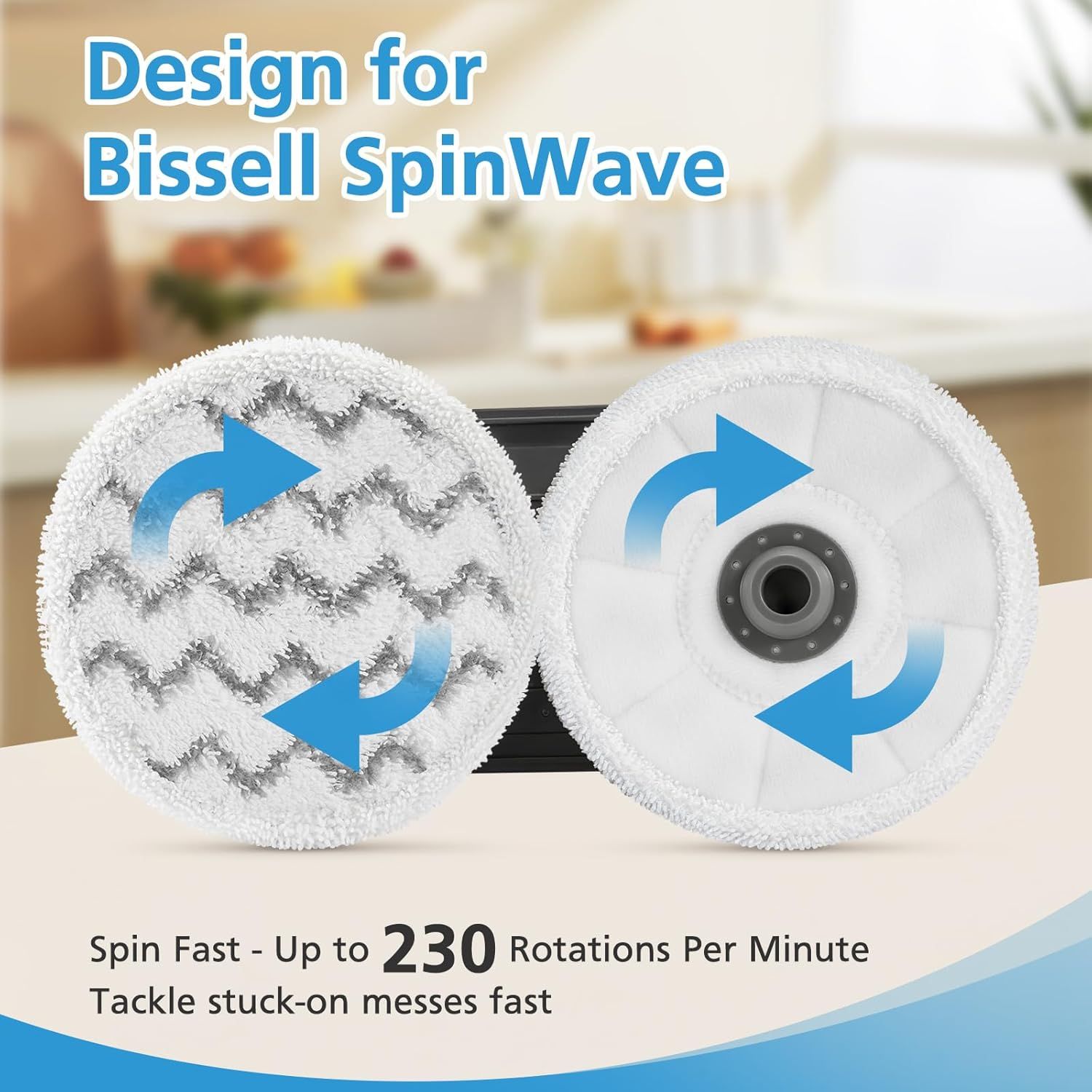 6 Pack 3897A / 3712 Rotating Steam Mop Pads Replacement or Bissell SpinWave SmartSteam Scrubbing Steam Mop Cleaner 【Models 3897A/3712 ONLY】