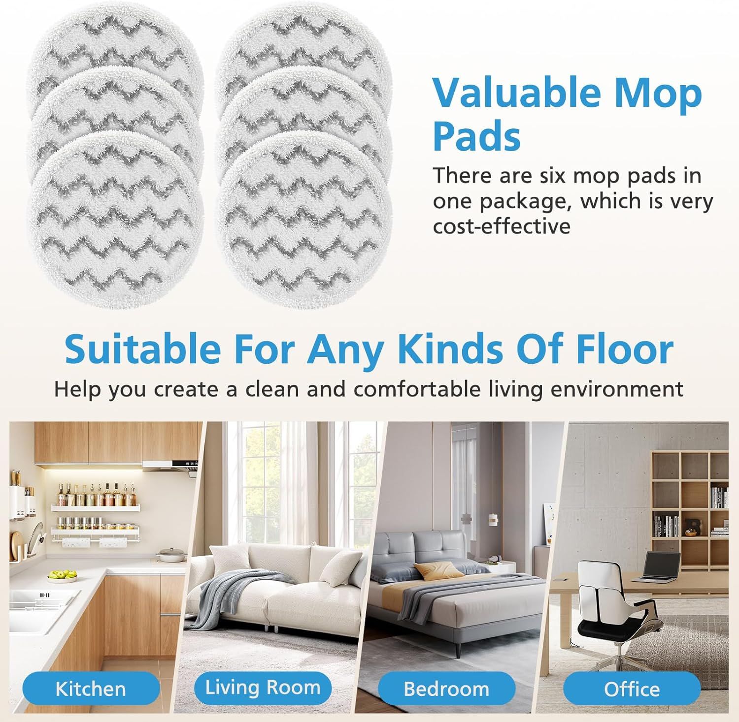6 Pack 3897A / 3712 Rotating Steam Mop Pads Replacement or Bissell SpinWave SmartSteam Scrubbing Steam Mop Cleaner 【Models 3897A/3712 ONLY】