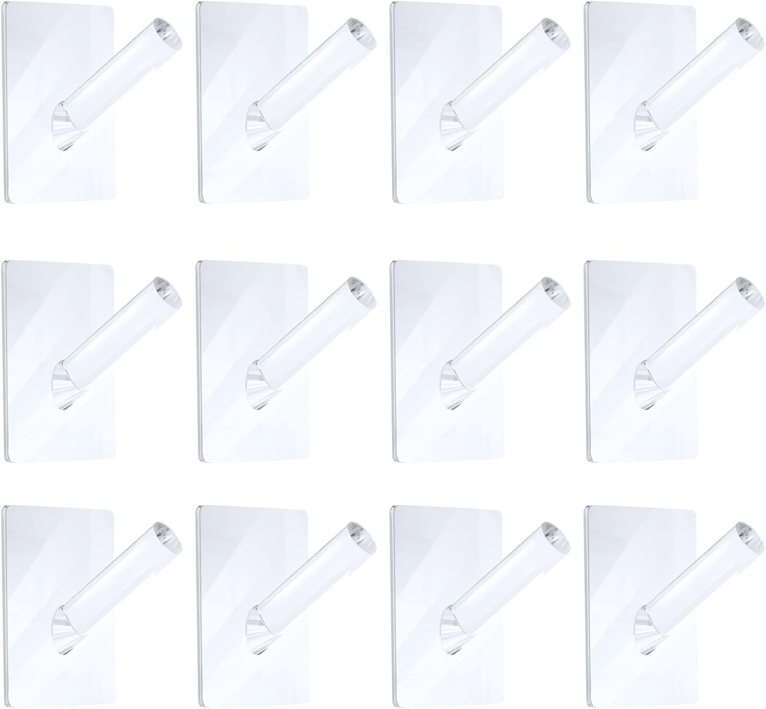 12 Pieces Acrylic Wall Mounted Coat Hooks Hat Rack Robe Single Organizer Adhesive Clear Wall Hook Decorative or Clothes