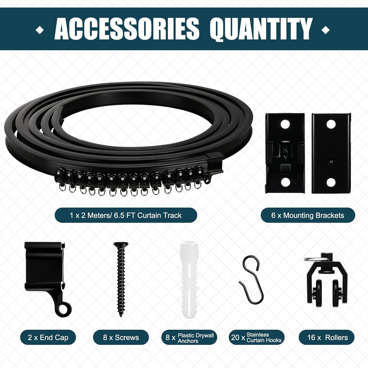 6.5 eet/ 2 Meters lexible Bendable Ceiling Curtain Track
