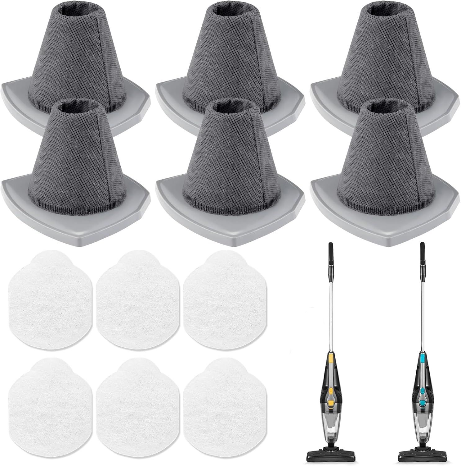 6+6 Pack NES215A/ NES210 Vacuum ilter Set or Eureka NES215A/ NES210/ NES212/ NES215 Blaze Stick Vacuum Cleaner, 6 Vacuum ilters + 6 Pre-Motor ilters, Compare to Part #N0101 & N0102