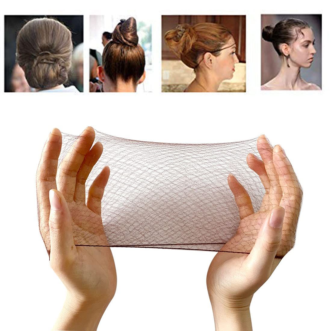 50PCS Hair Nets Invisible Elastic Edge Mesh Bun Hair Nets for Ballet Dance 20" Brown 50PCS Hair Nets Invisible Elastic Edge Mesh Bun Hair Nets for Ballet Dance 20" Brown