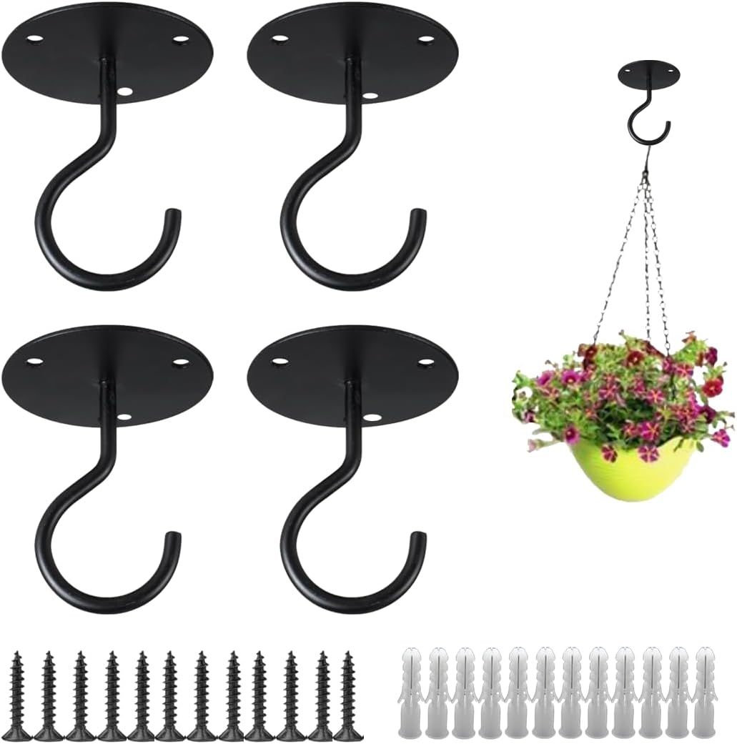 4Pack Ceiling Hooks for Hanging Plants - Heavy Duty Plant Hooks for Hanging Baskets 4Pack Ceiling Hooks for Hanging Plants - Heavy Duty Plant Hooks for Hanging Baskets