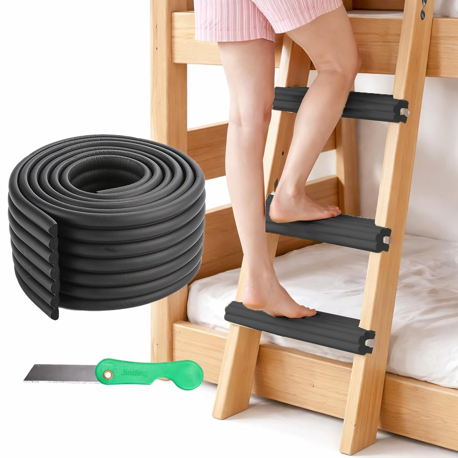 Soft Bunk Bed Ladder Pads with Cutter – Foam Step Padding & Ladder Cover for Kids’ Loft Beds Soft Bunk Bed Ladder Pads with Cutter – Foam Step Padding & Ladder Cover for Kids’ Loft Beds