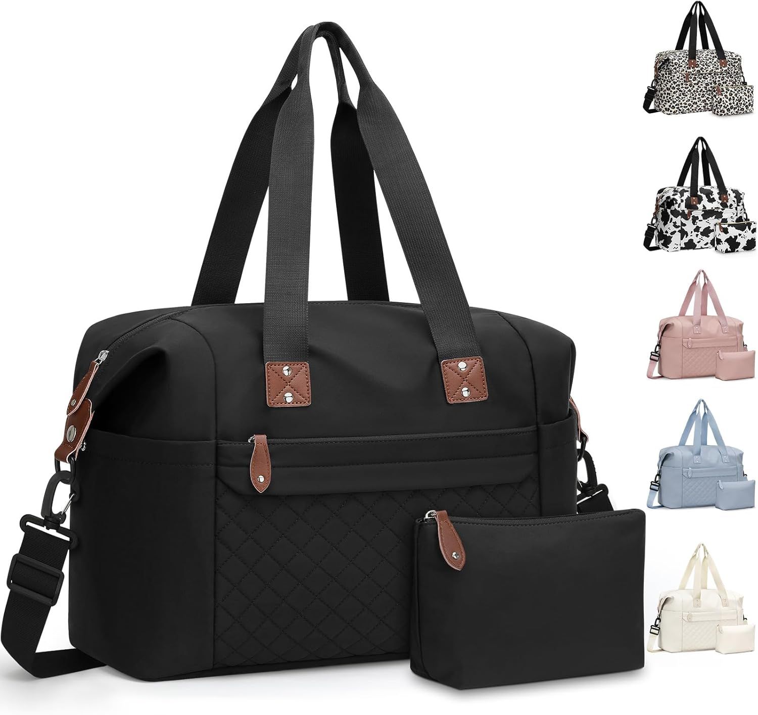 Travel Duffle Bag, Waterproof Weekender Overnight Hospital Bags for Women Men with Toiletry Bag Lightweight Carry on Personal Item Duffle Gym Bag for Travel, Airplanes, Sports