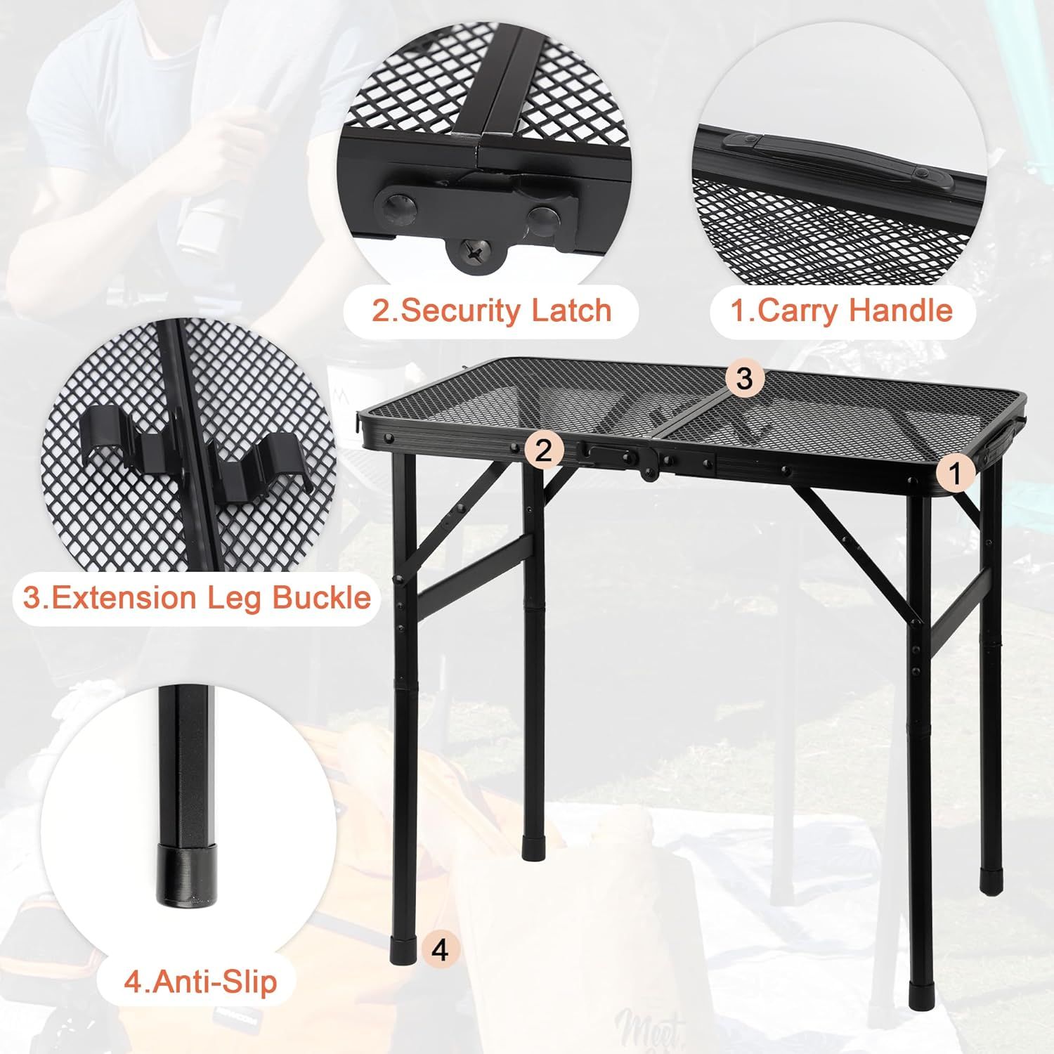 Camping Table with Mesh Desktop