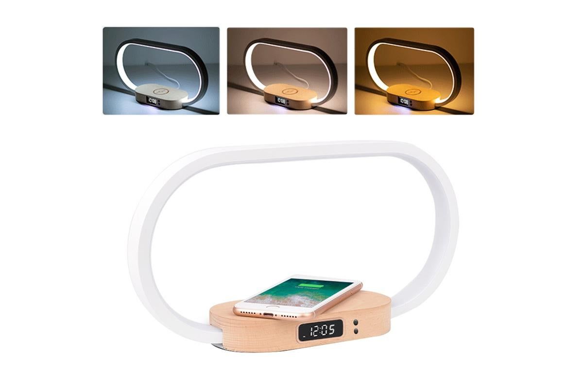 Bedside Lamp with Clock 10W Fast Wireless Charger USB Port Nightstand Touch Lamp Bedside Lamp with Clock 10W Fast Wireless Charger USB Port Nightstand Touch Lamp