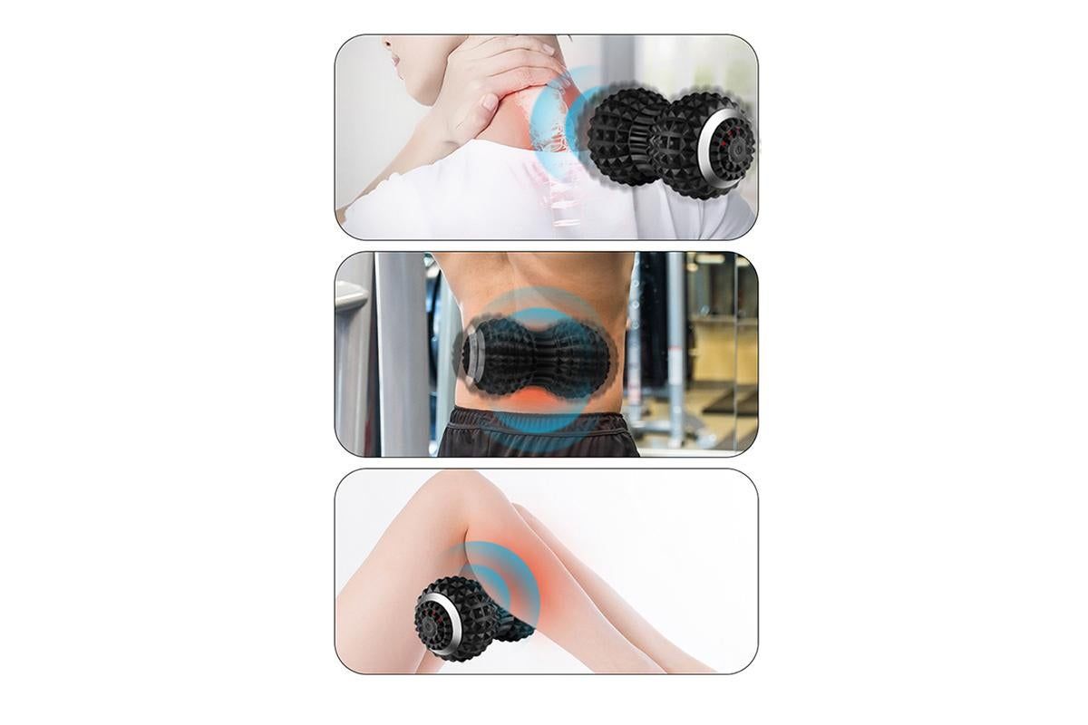 Vibrating Roller Massager Electric Massage Ball Back Foot Muscle Pain Relief -Black