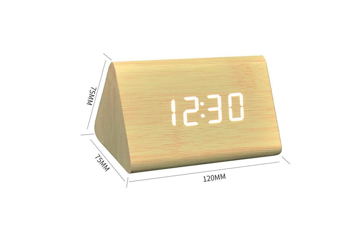 Wooden Digital Alarm Clocks for Bedrooms Electric Desk Clock with Large Numbers - Natural