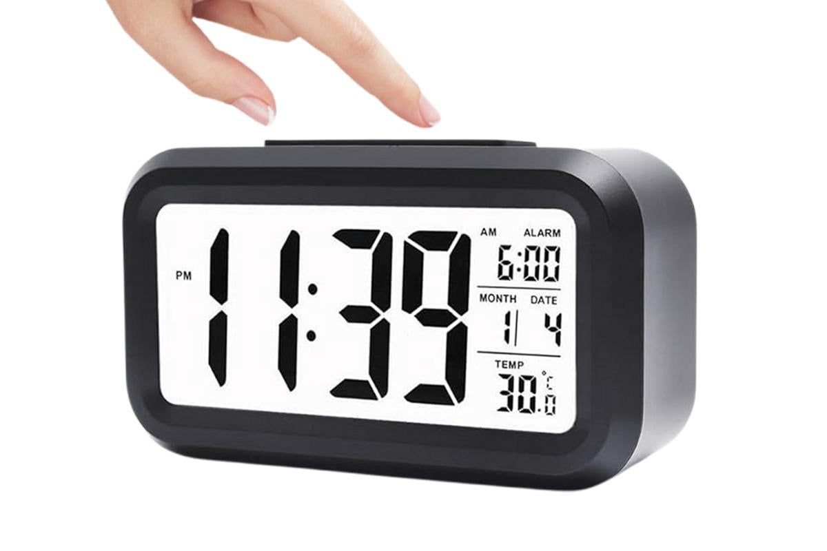 Desk Small Clock Night Light Digital Alarm Clock Battery Operated with Indoor Temperature -Black Desk Small Clock Night Light Digital Alarm Clock Battery Operated with Indoor Temperature -Black