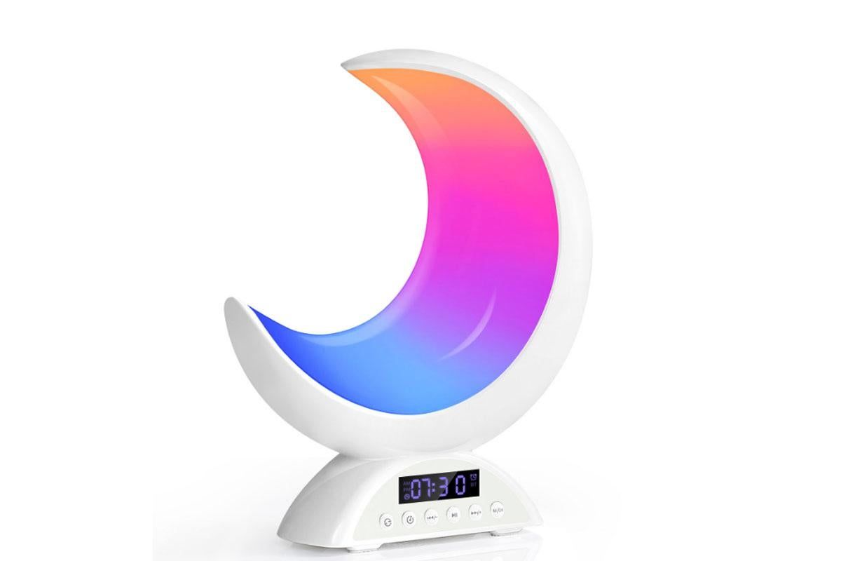 Touch Bedside Table Lamp with Time Alarm Clock RGB Adjustable LED Moon Light with Bluetooth Music Mode Touch Bedside Table Lamp with Time Alarm Clock RGB Adjustable LED Moon Light with Bluetooth Music Mode