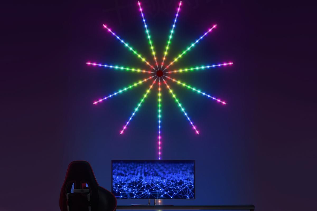 One App Control Launch Burst Effect Color Changing USB Smart Firework Led Strip Lights with Remote for Christmas Decor Bedroom