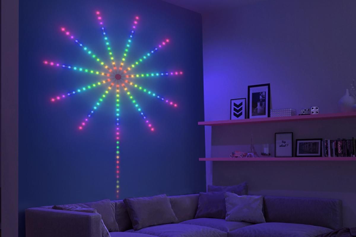 One App Control Launch Burst Effect Color Changing USB Smart Firework Led Strip Lights with Remote for Christmas Decor Bedroom