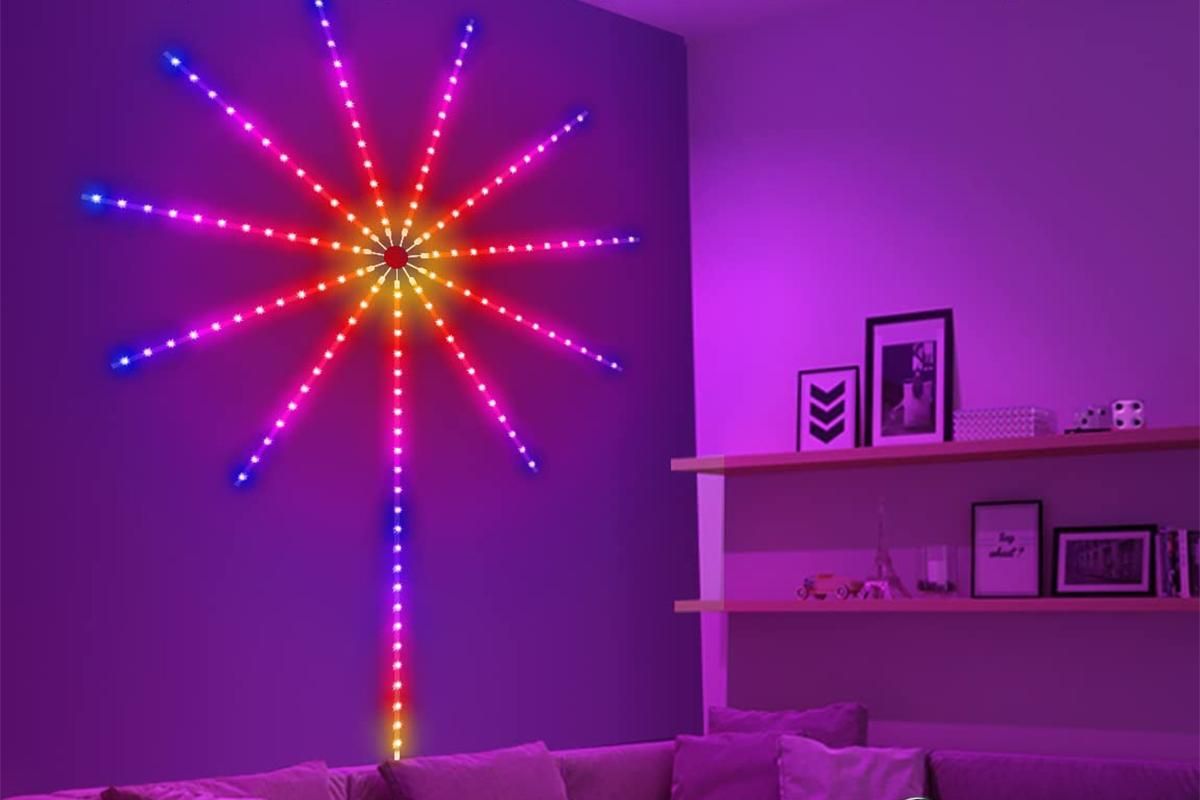 One App Control Launch Burst Effect Color Changing USB Smart Firework Led Strip Lights with Remote for Christmas Decor Bedroom