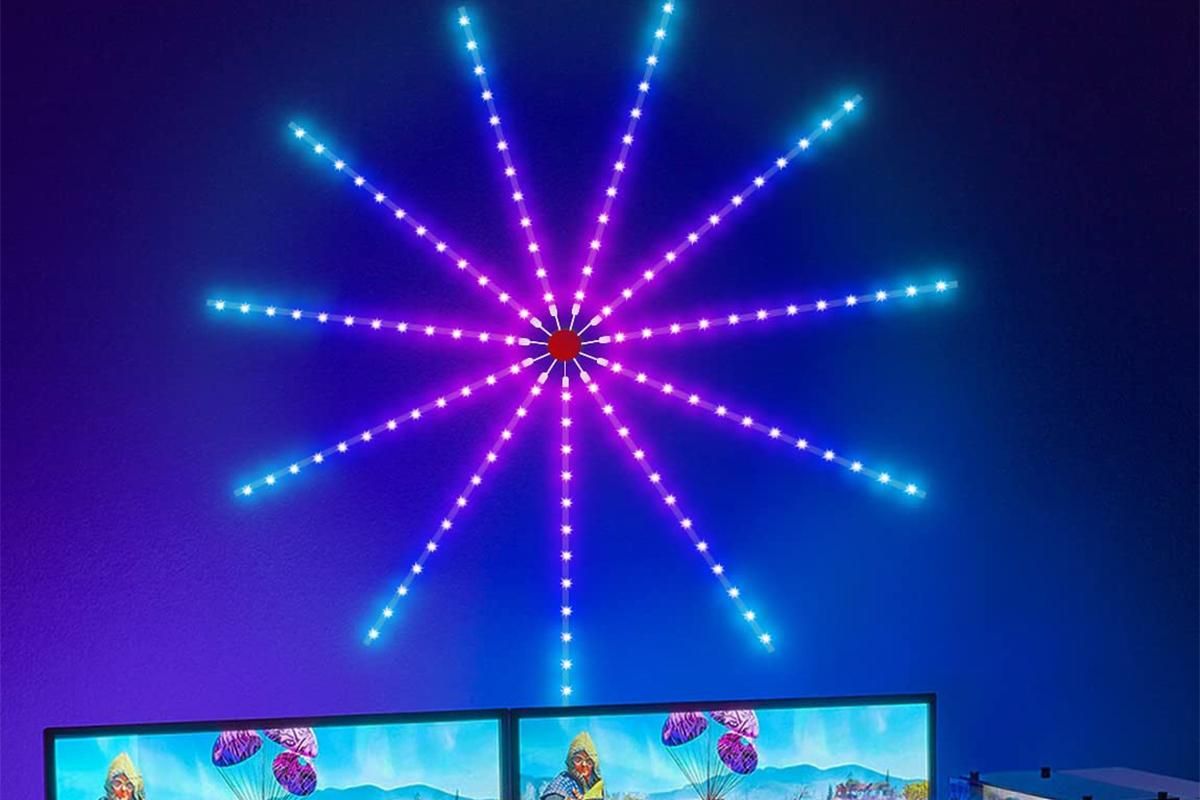 One App Control Launch Burst Effect Color Changing USB Smart Firework Led Strip Lights with Remote for Christmas Decor Bedroom