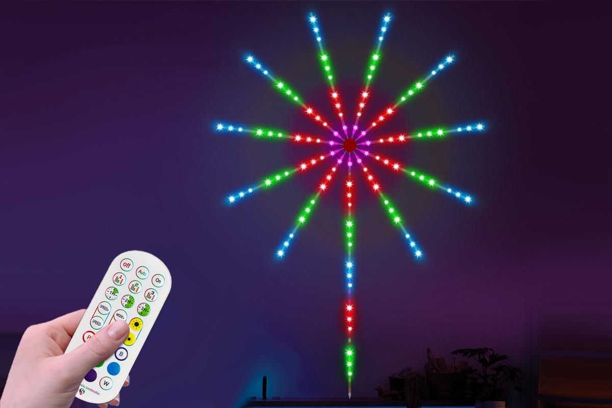 Two App Control Launch Burst Effect Color Changing USB Smart Firework Led Strip Lights with Remote for Christmas Decor Bedroom