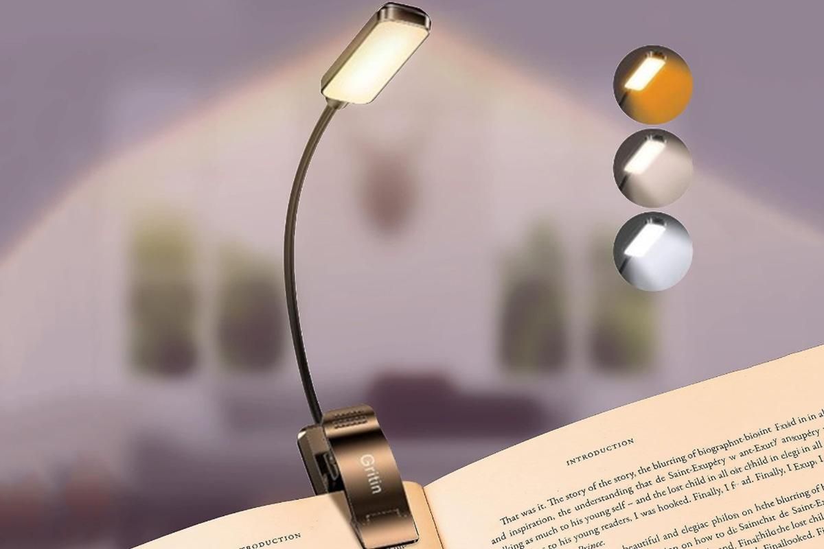 Rechargeable LED Book Light with 3 Adjustable Color Temperatures