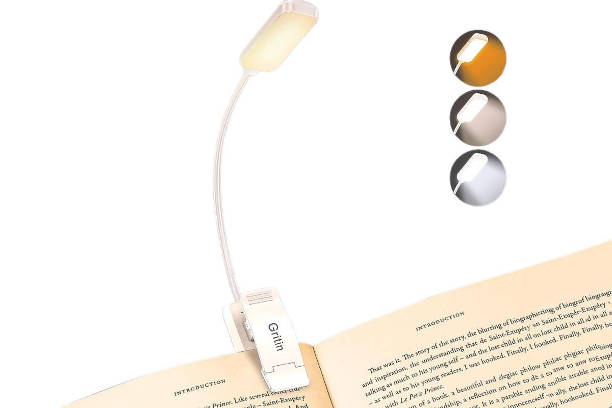 Rechargeable LED Book Light with 3 Adjustable Color Temperatures